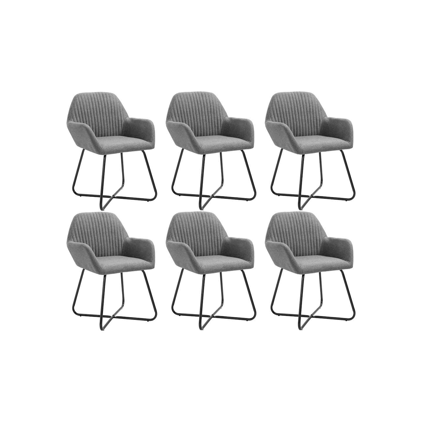 Chaises à manger lot de 6 gris foncé tissu