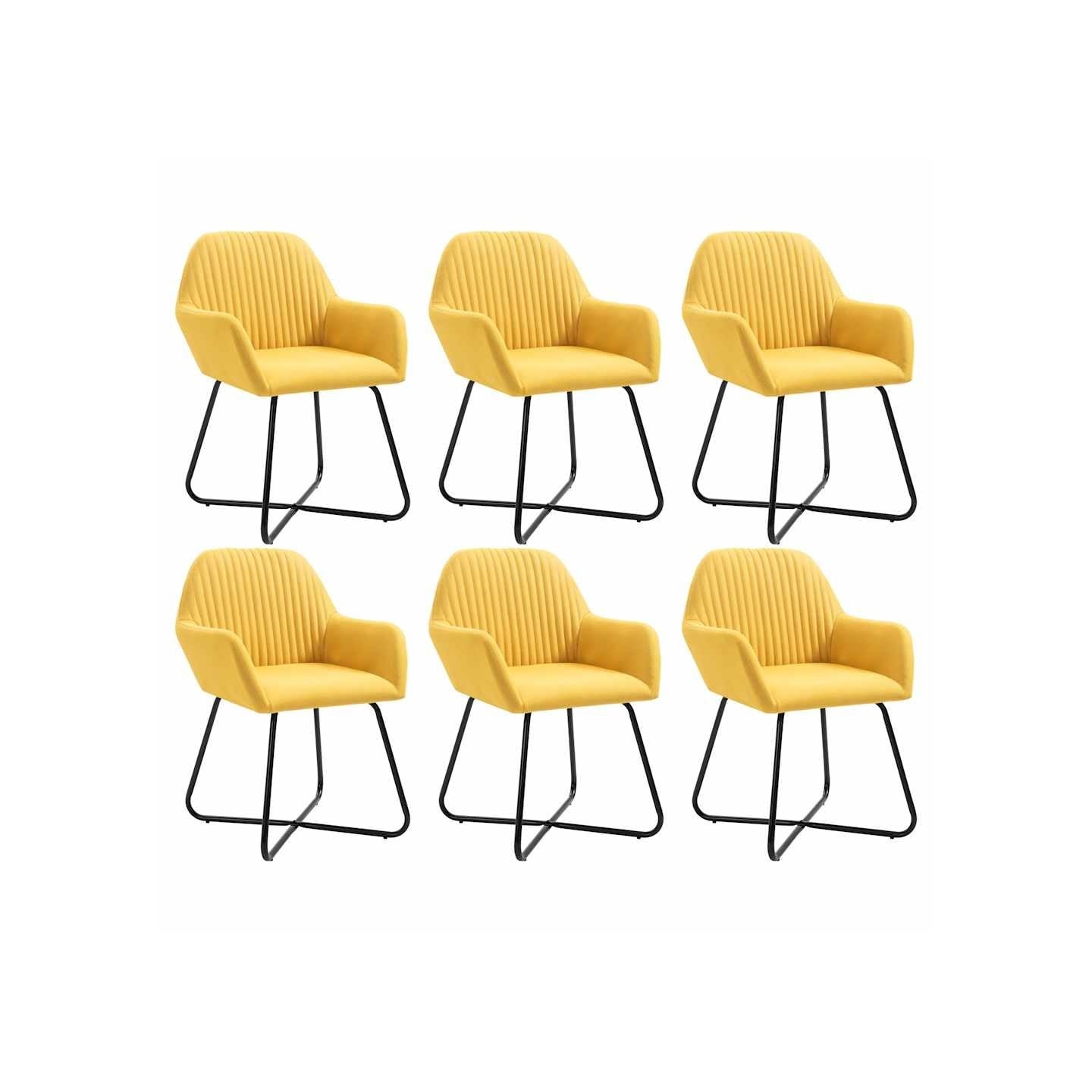 Chaises à manger lot de 6 jaune tissu