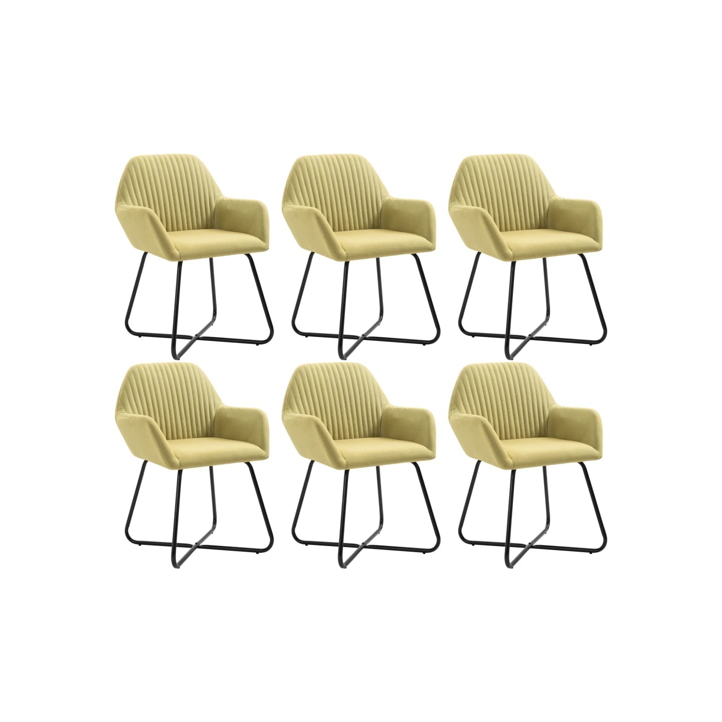 Chaises à manger lot de 6 vert tissu