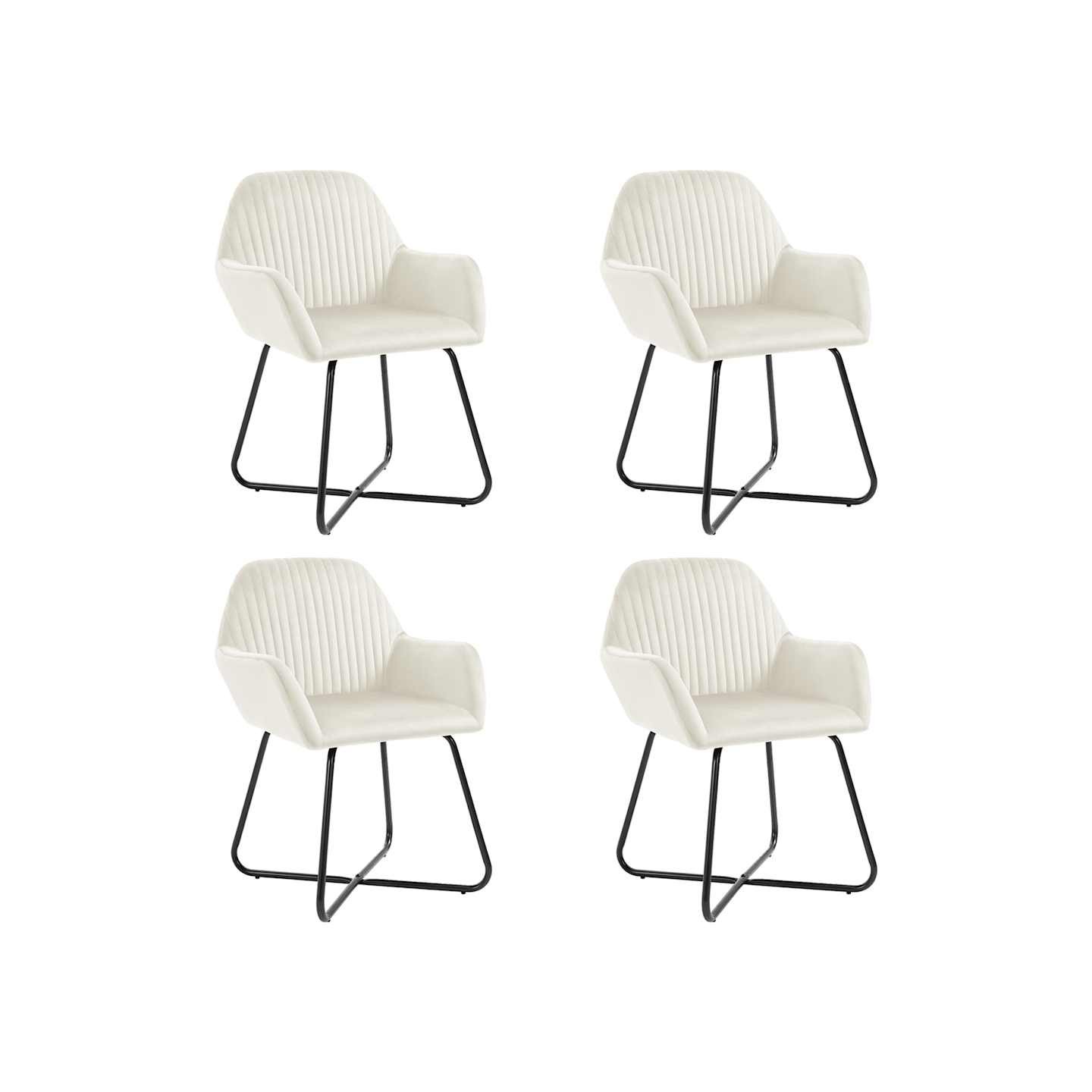 Chaises à manger lot de 4 Crème Velours