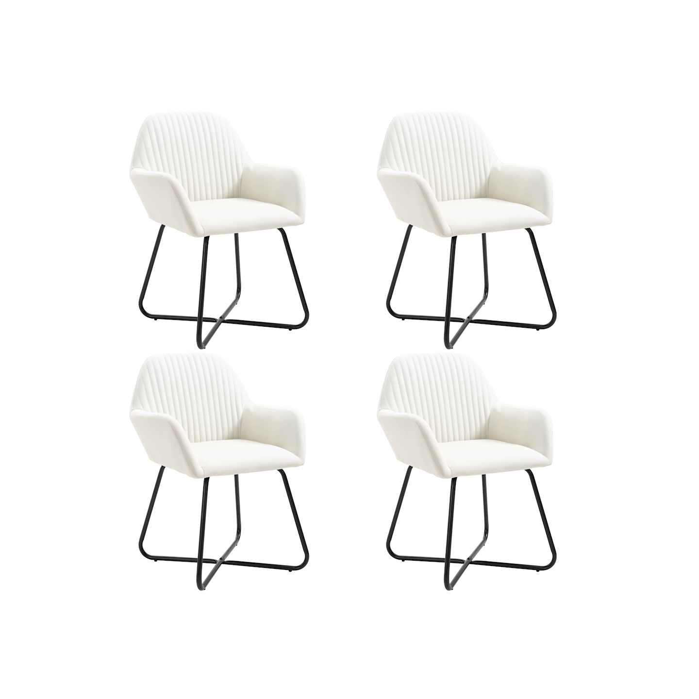 Chaises à manger lot de 4 crème tissu