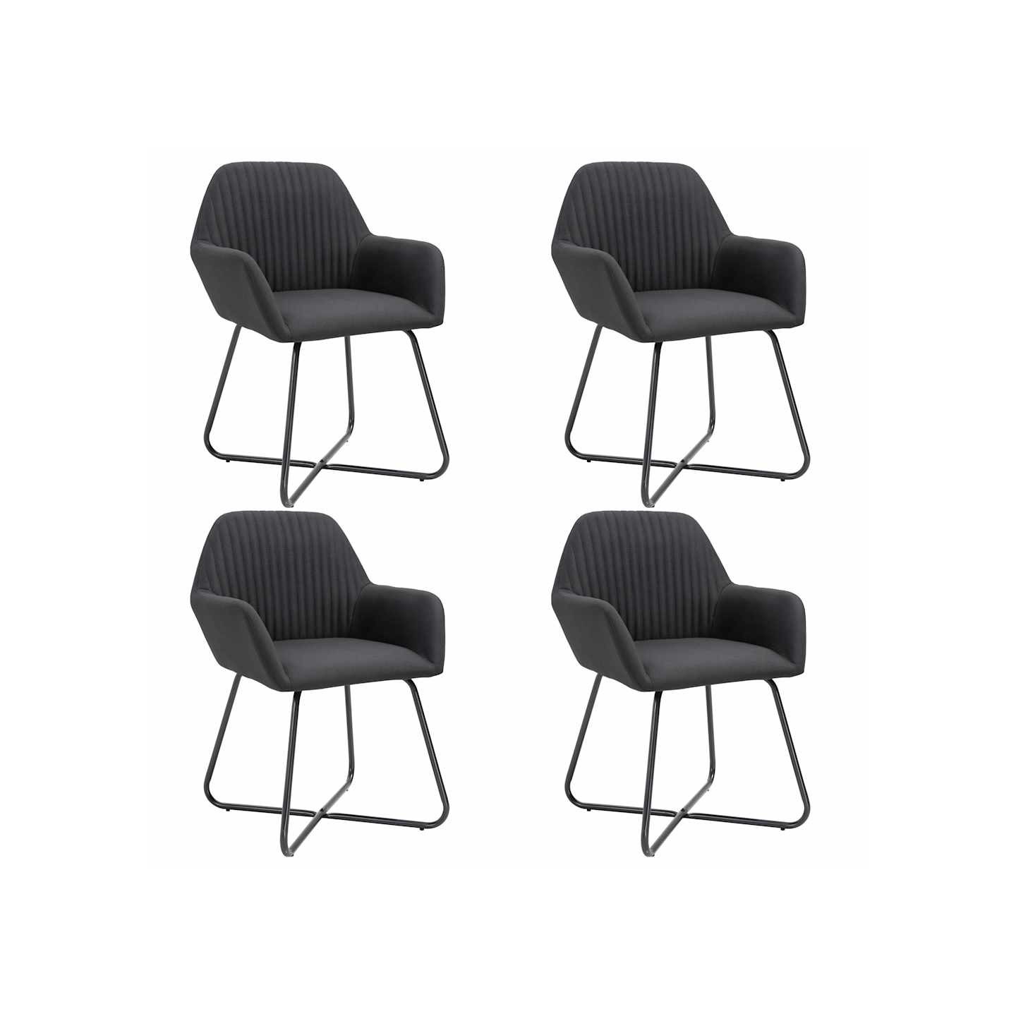 Chaises à manger lot de 4 noir tissu