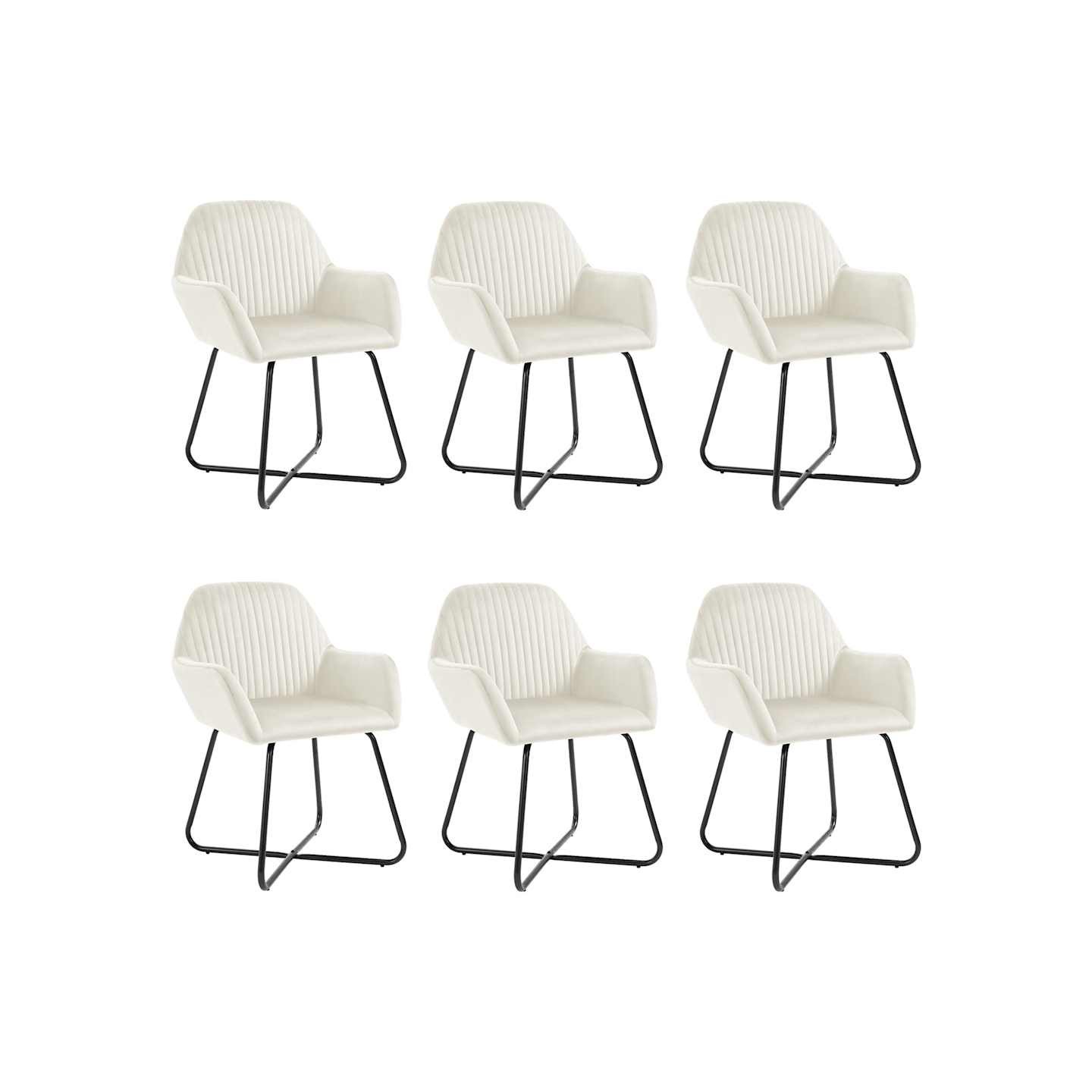 Chaises à manger lot de 6 crème velours