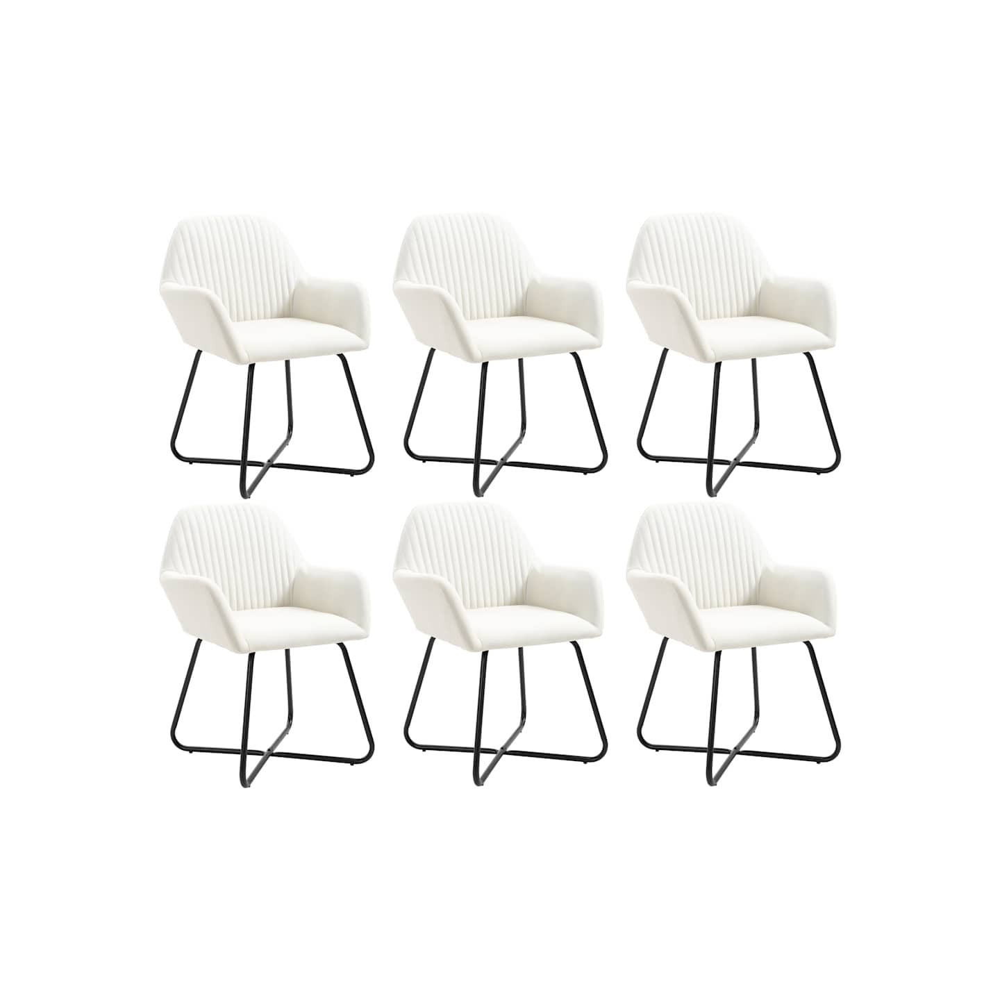 Chaises à manger lot de 6 crème tissu