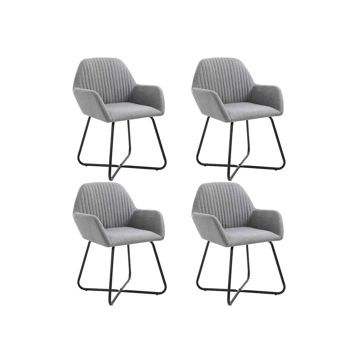 Chaises à manger lot de 4 gris clair tissu