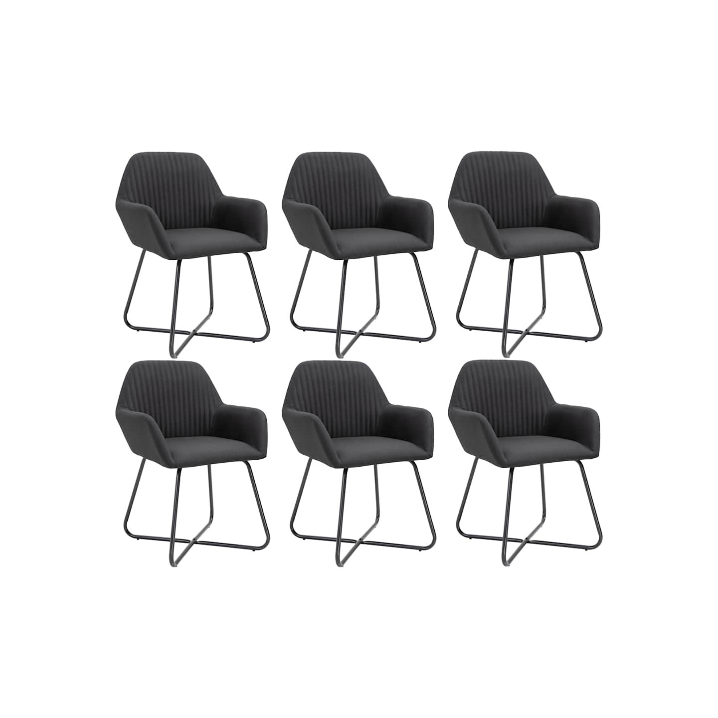 Chaises à manger lot de 6 noir tissu