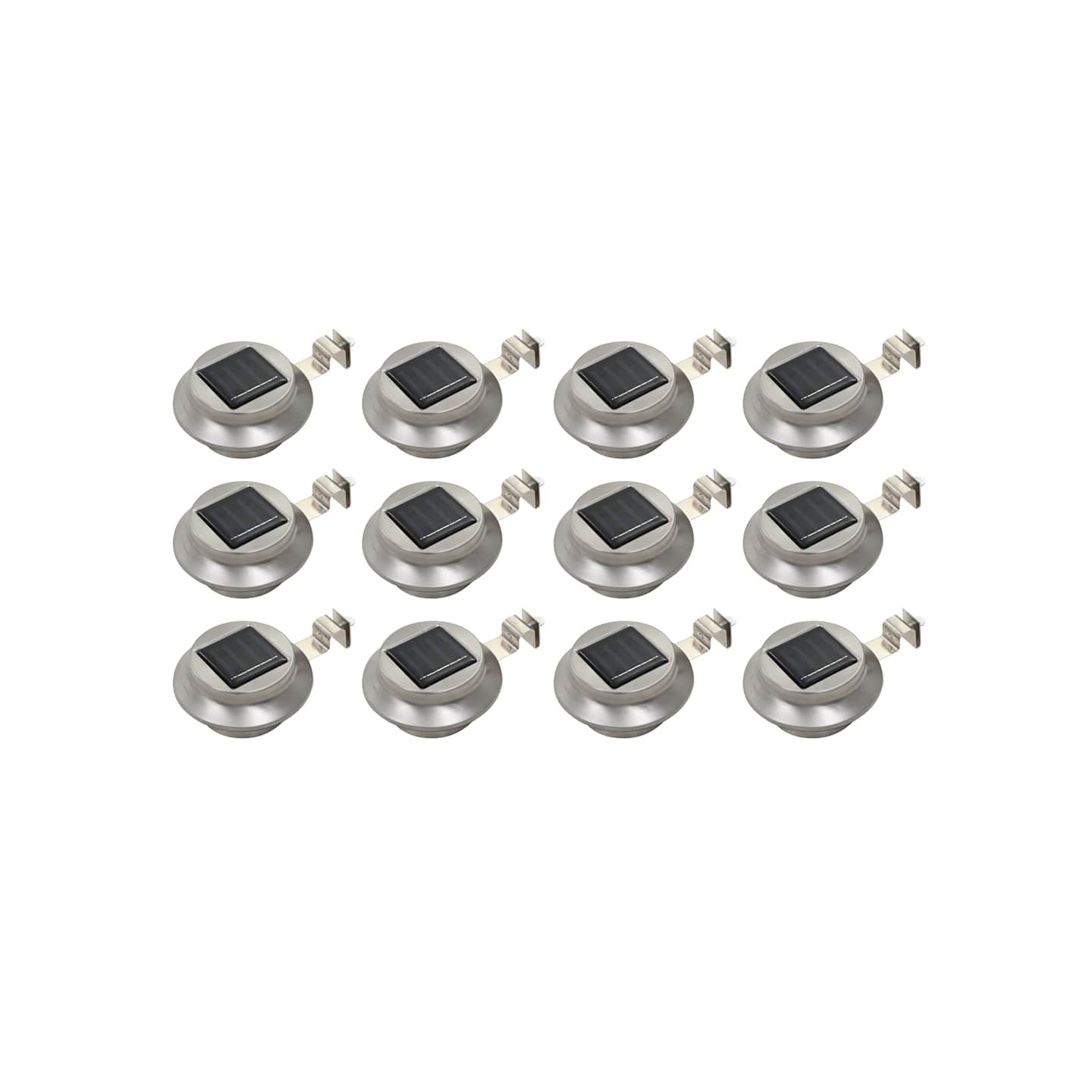 Lampes solaires à LED rondes d'extérieur 12 pcs 12 cm Blanc