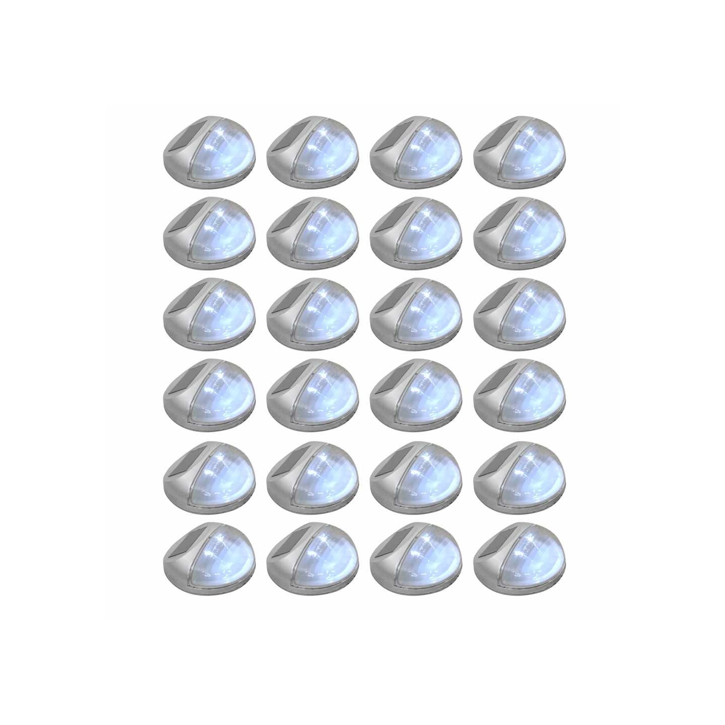 Lampes solaires murales à LED d'extérieur 24 pcs Rond Argenté