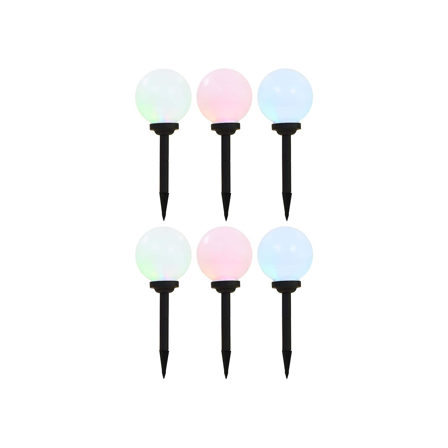 Lampes solaires sphériques LED de jardin 6 pcs 20 cm RVB