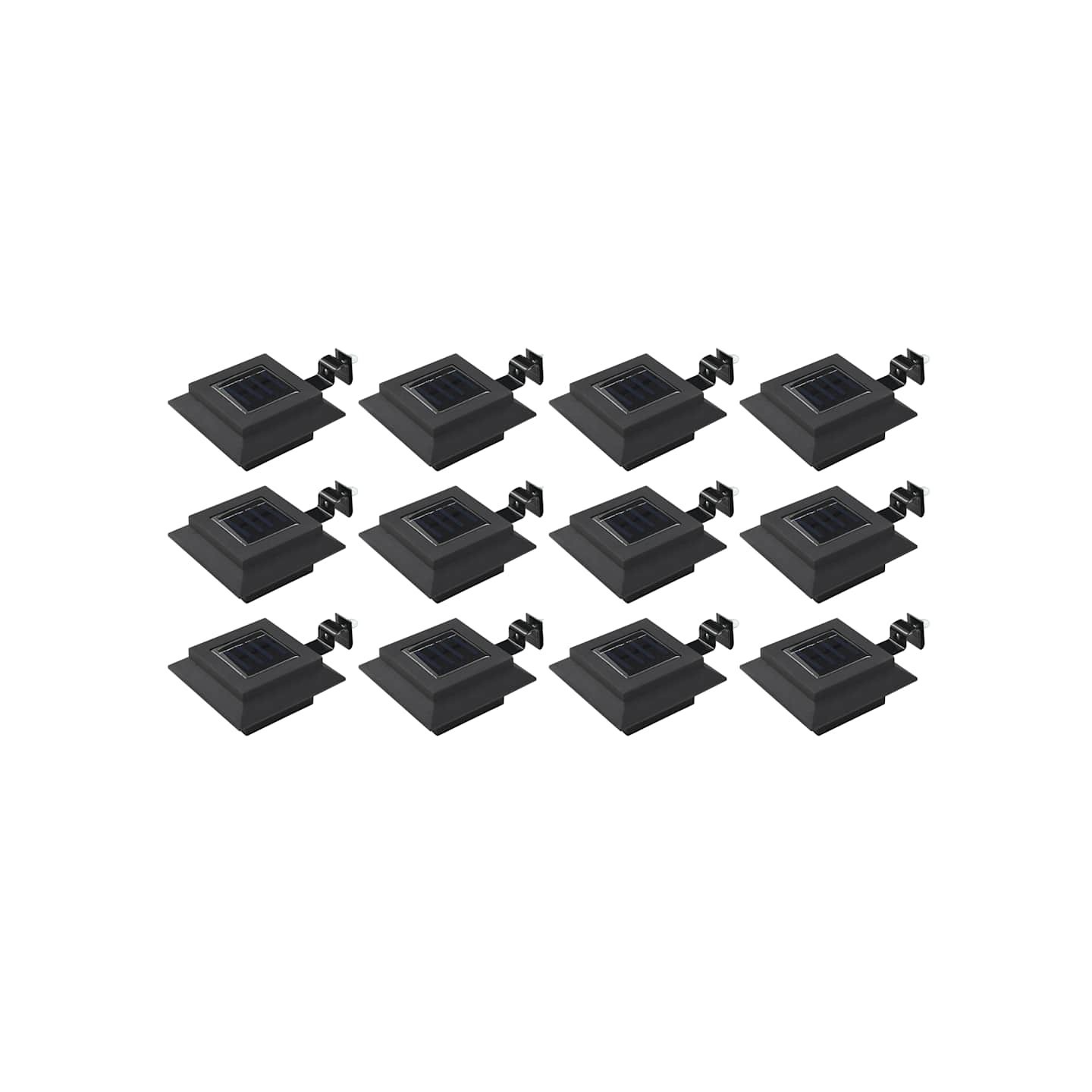 Lampes solaires à LED carrées d'extérieur 12 pcs 12 cm Noir