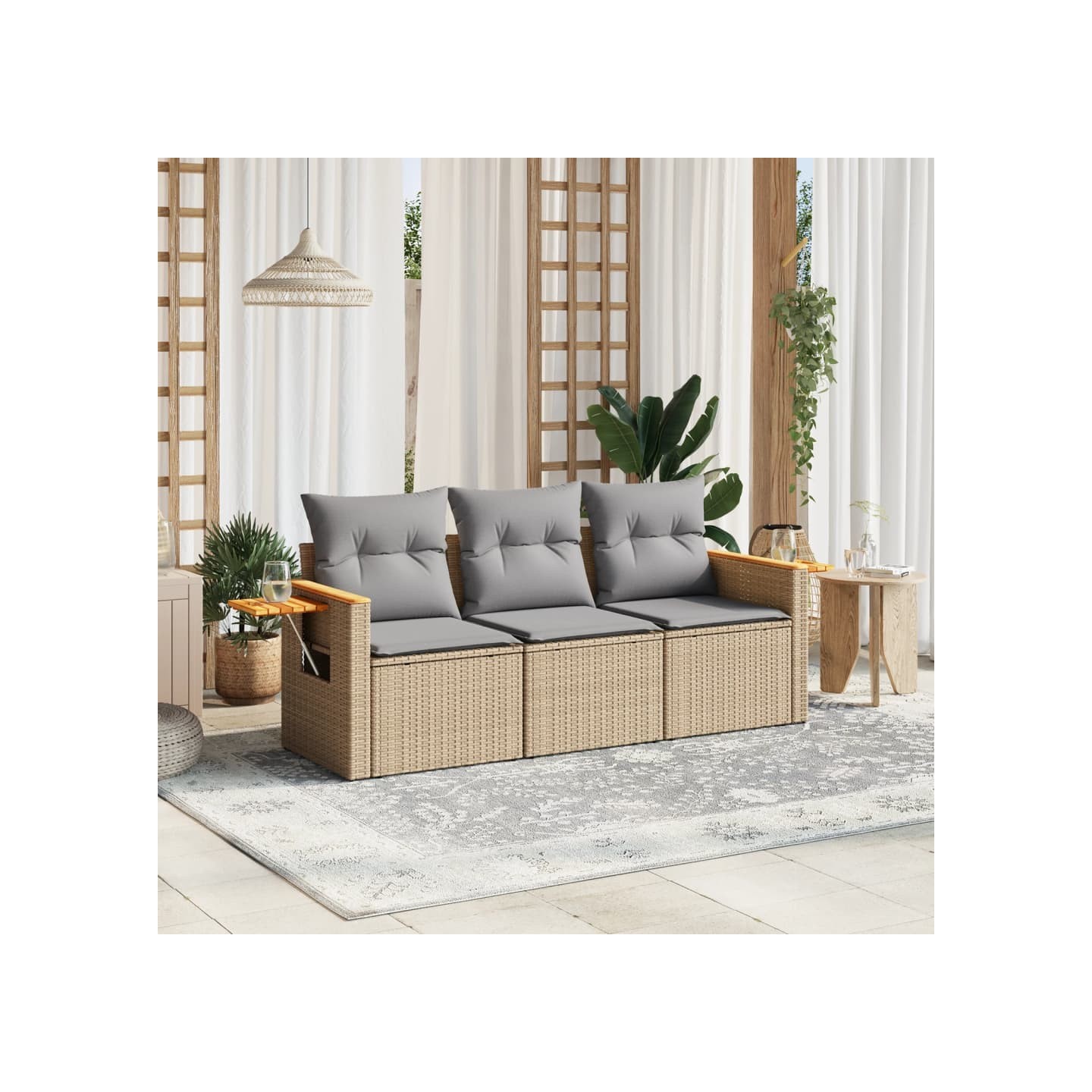 Patio Sofa Set 3 place Beige and Grey