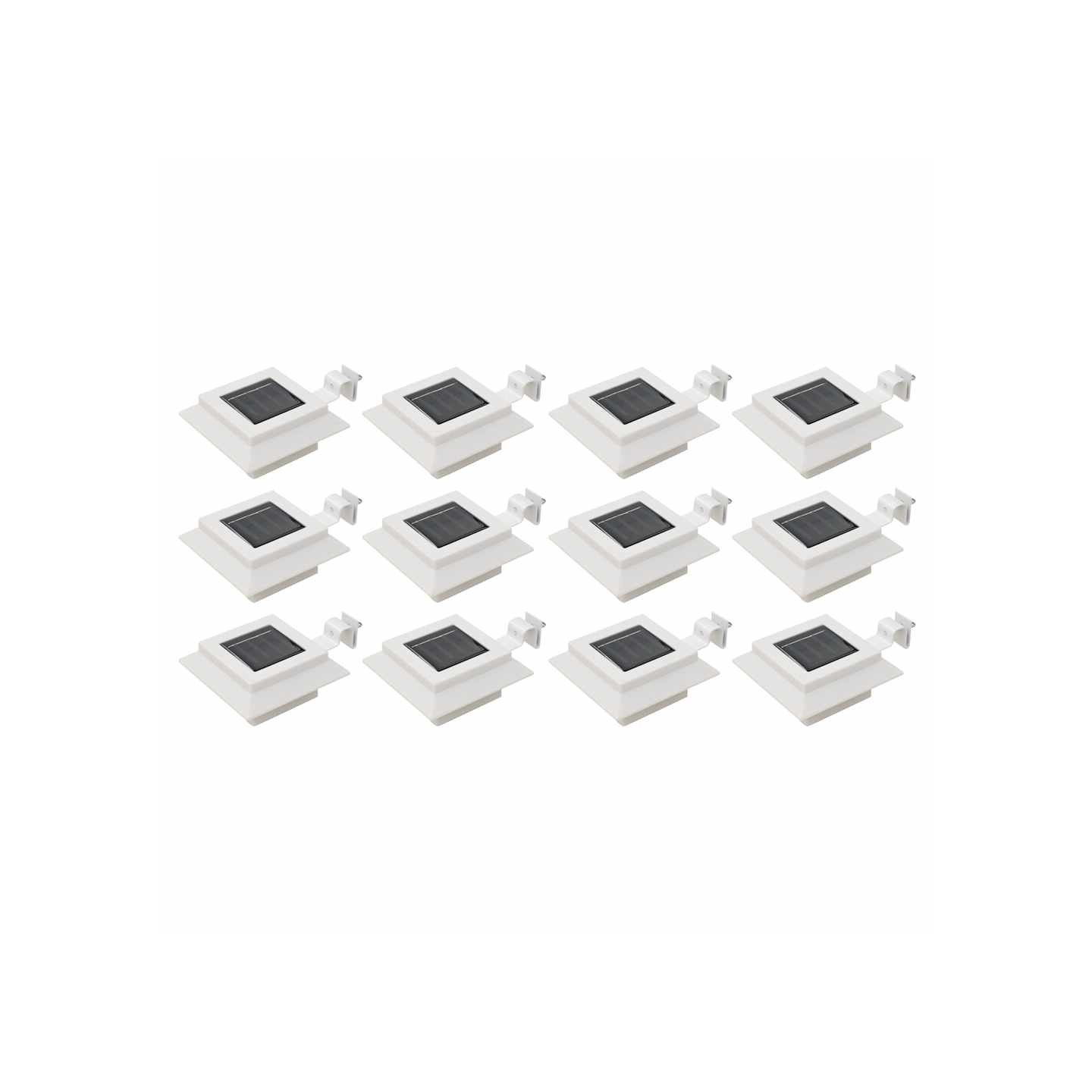 Lampes solaires à LED carrées d'extérieur 12 pcs 12 cm Blanc