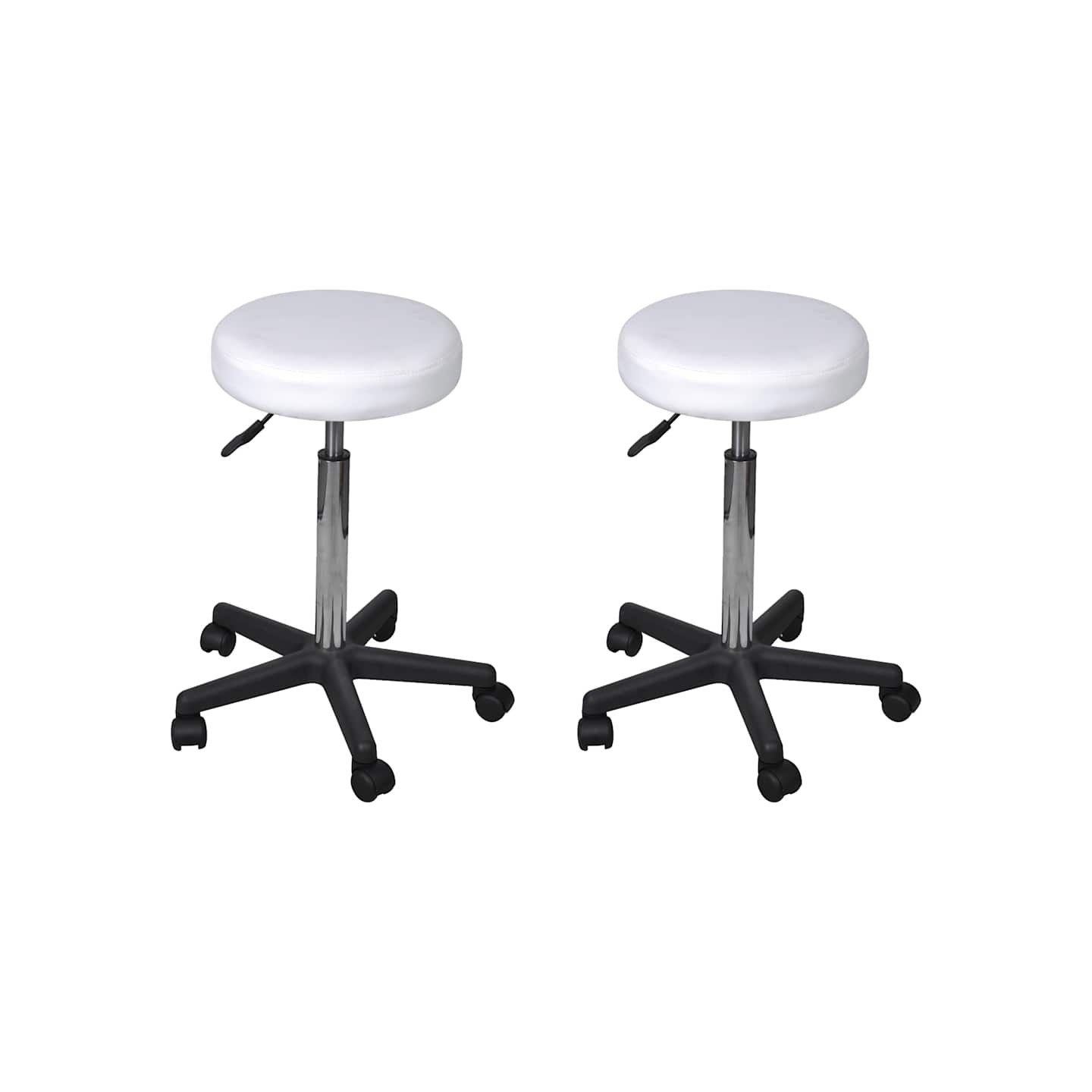 Tabourets de bureau lot de 2 Blanc 35,5x84 cm Similicuir