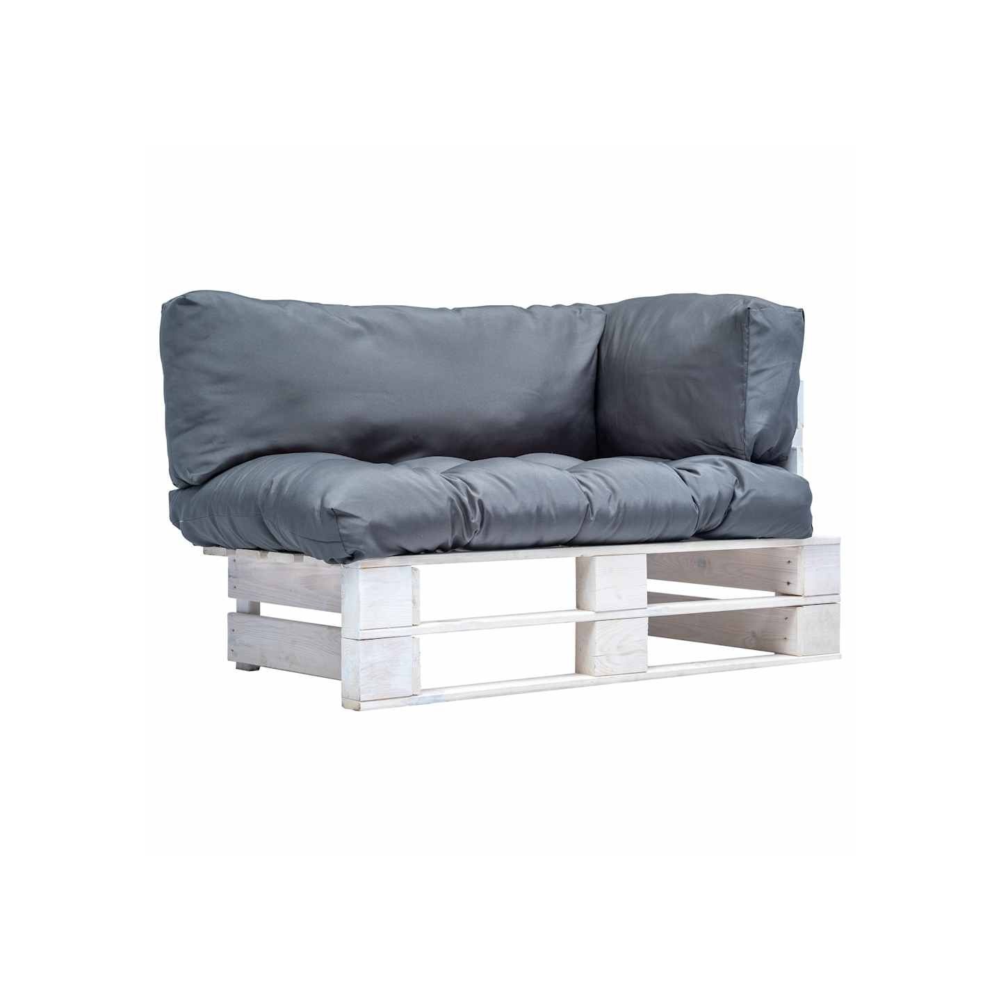 Canapé de jardin palette avec coussins gris pinède