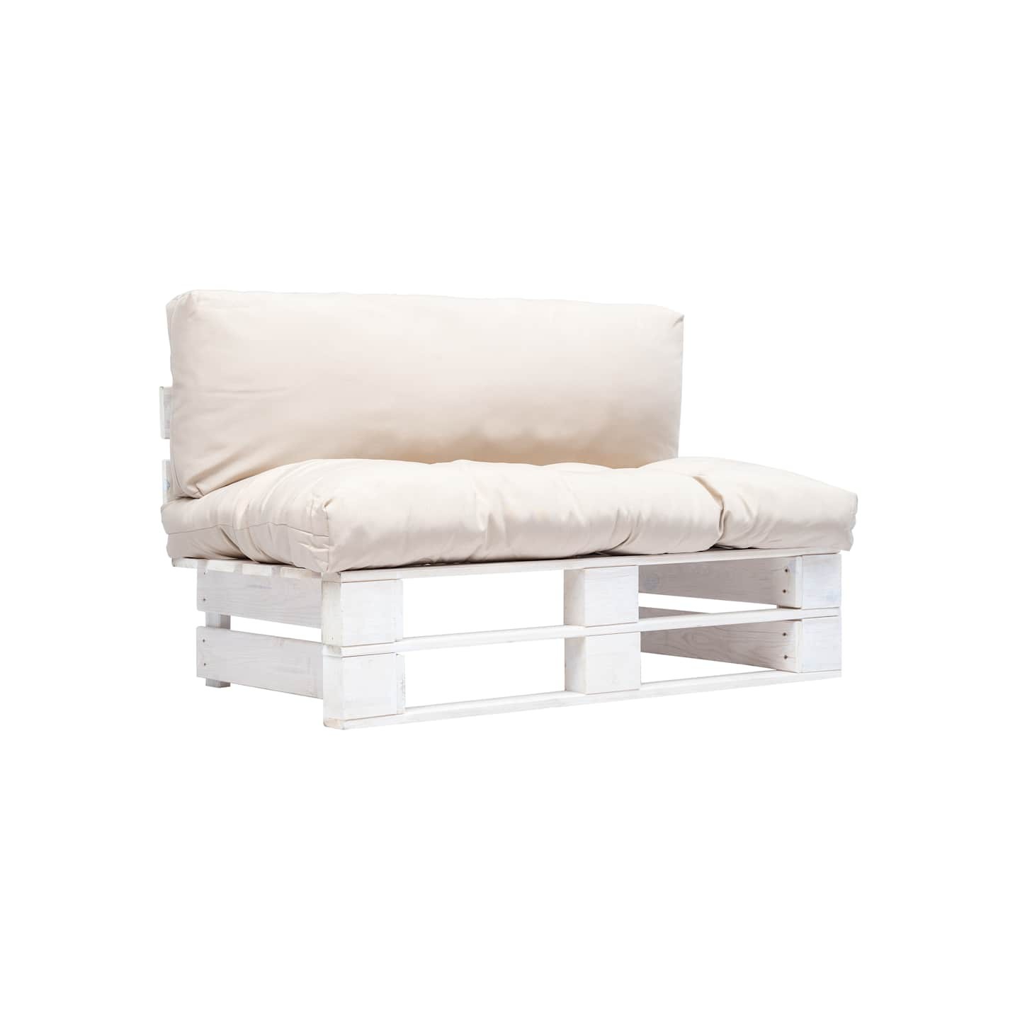 Canapé de jardin palette avec coussins sable Pinède