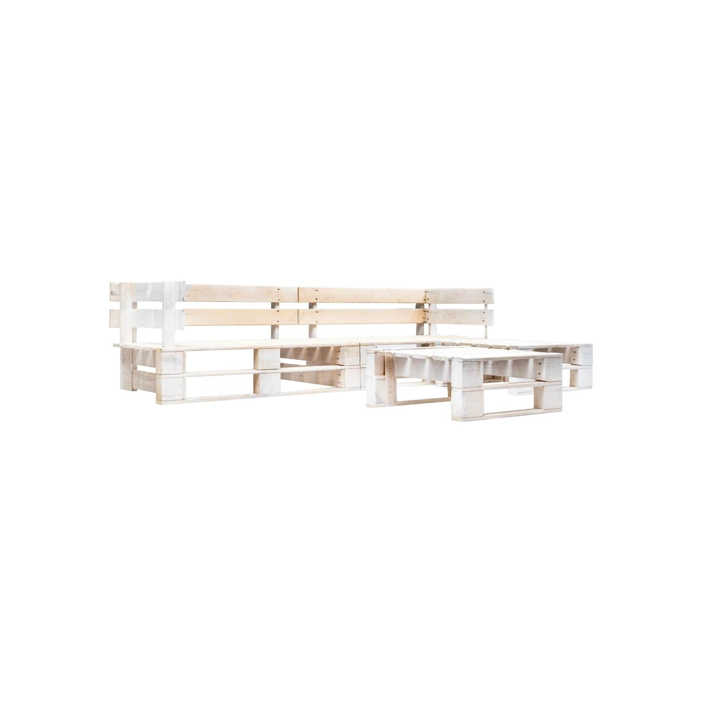Salon de jardin palette 4 pcs Bois Blanc