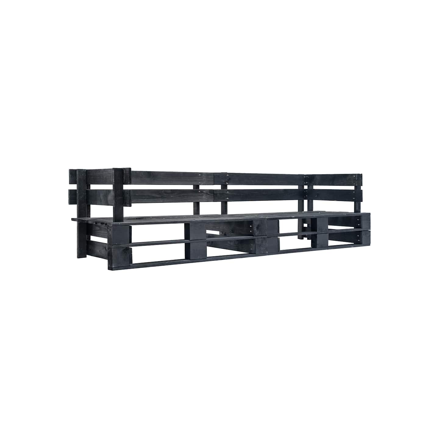 Canapé palette à 2 places de jardin noir bois