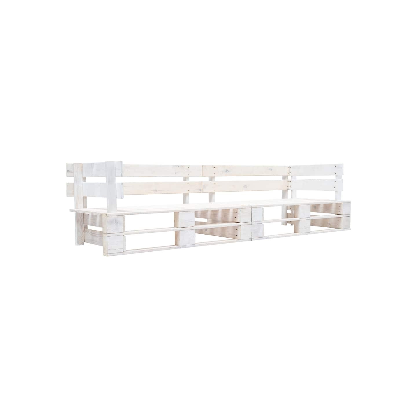 Canapé de jardin palette 2 places blanc bois