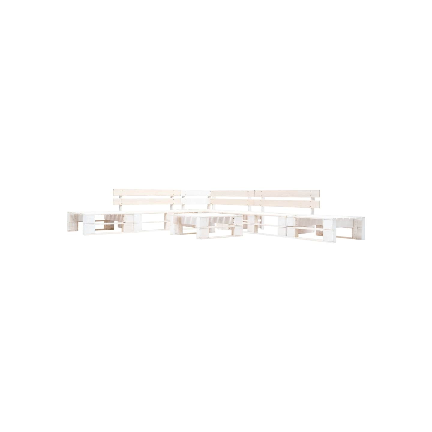 Salon de jardin palette 6 pcs Bois Blanc