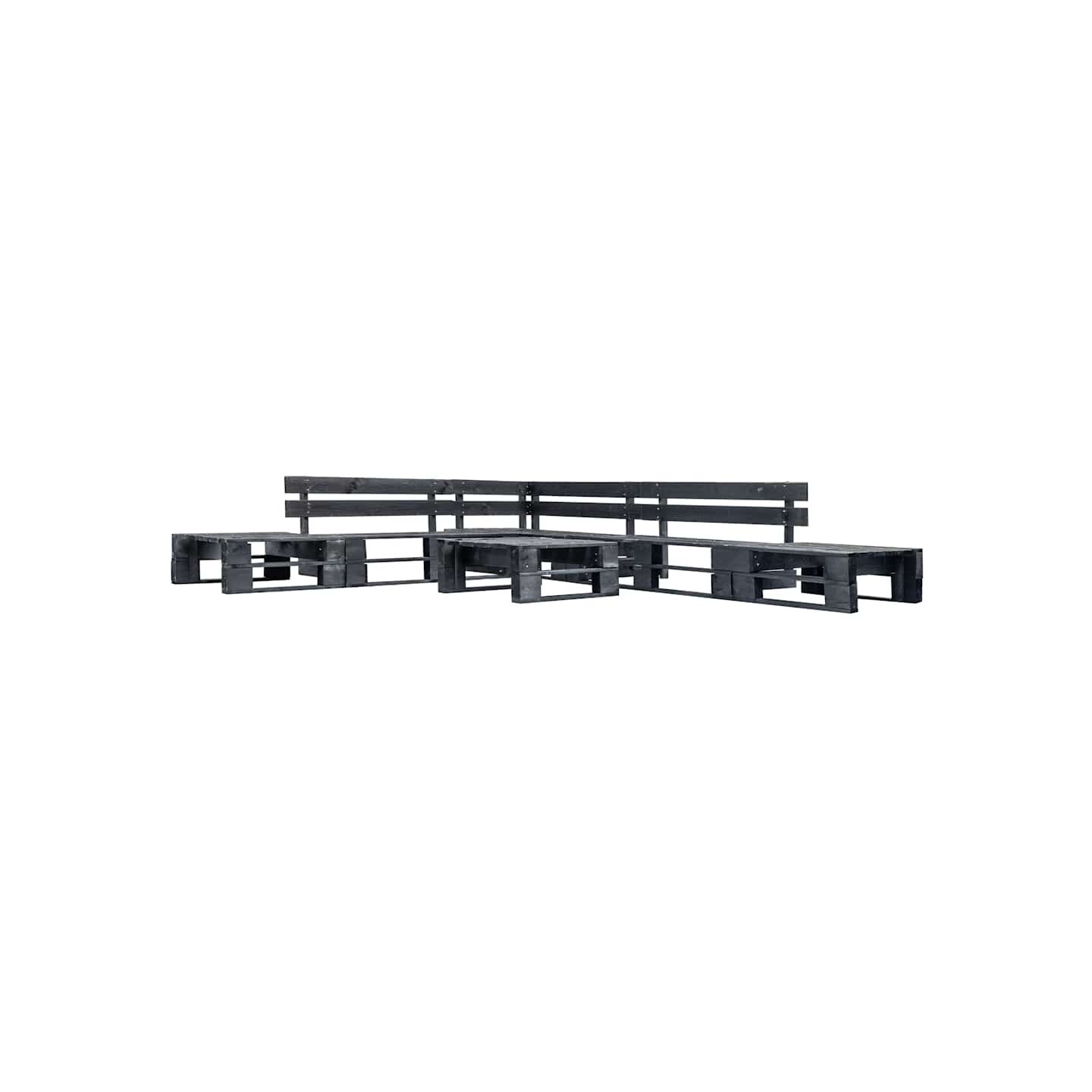 Canapés de jardin palette 6 pcs noir bois
