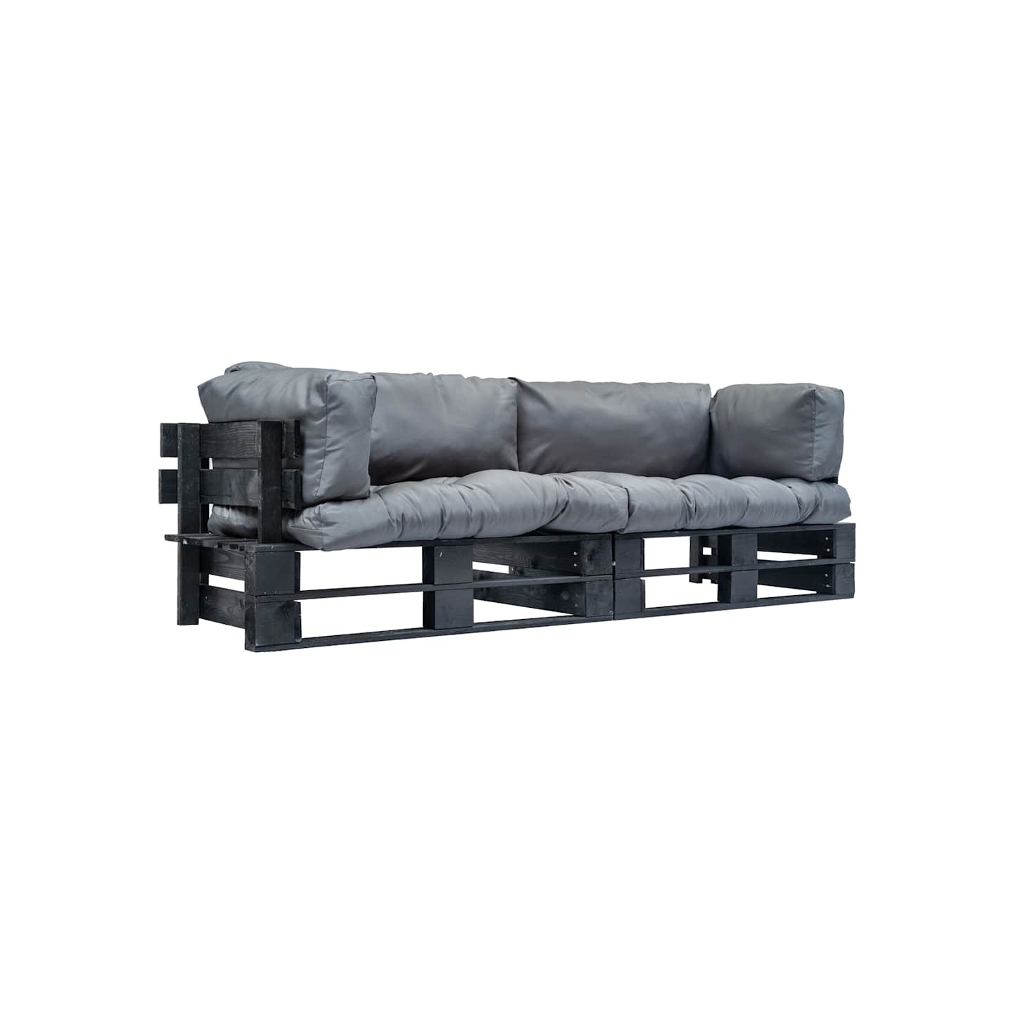 Canapés de jardin palette 2 pcs avec coussins gris Pinède