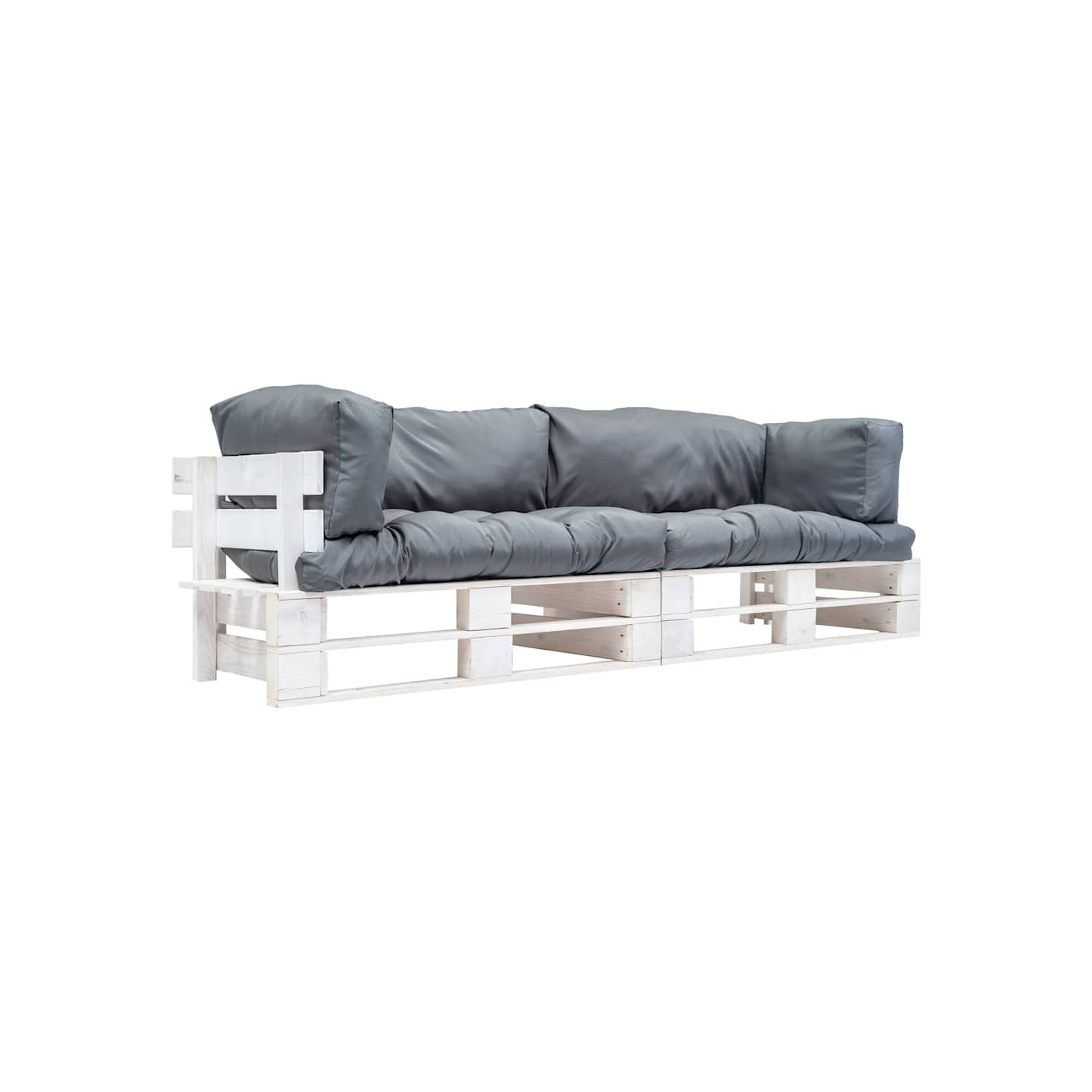 Canapés de jardin palette 2 pcs avec coussins Gris Pinède