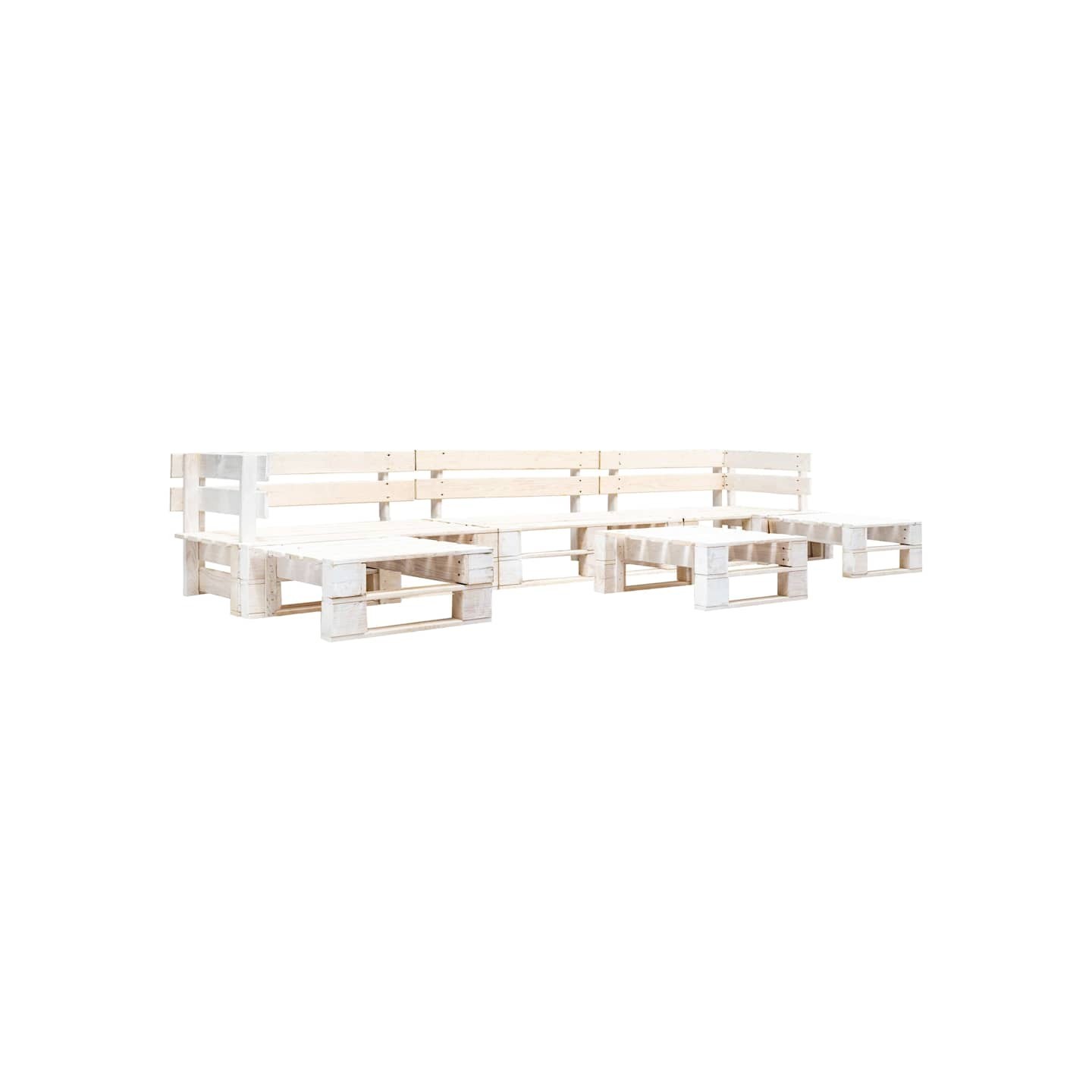 Salon de jardin palette 6 pcs Bois Blanc