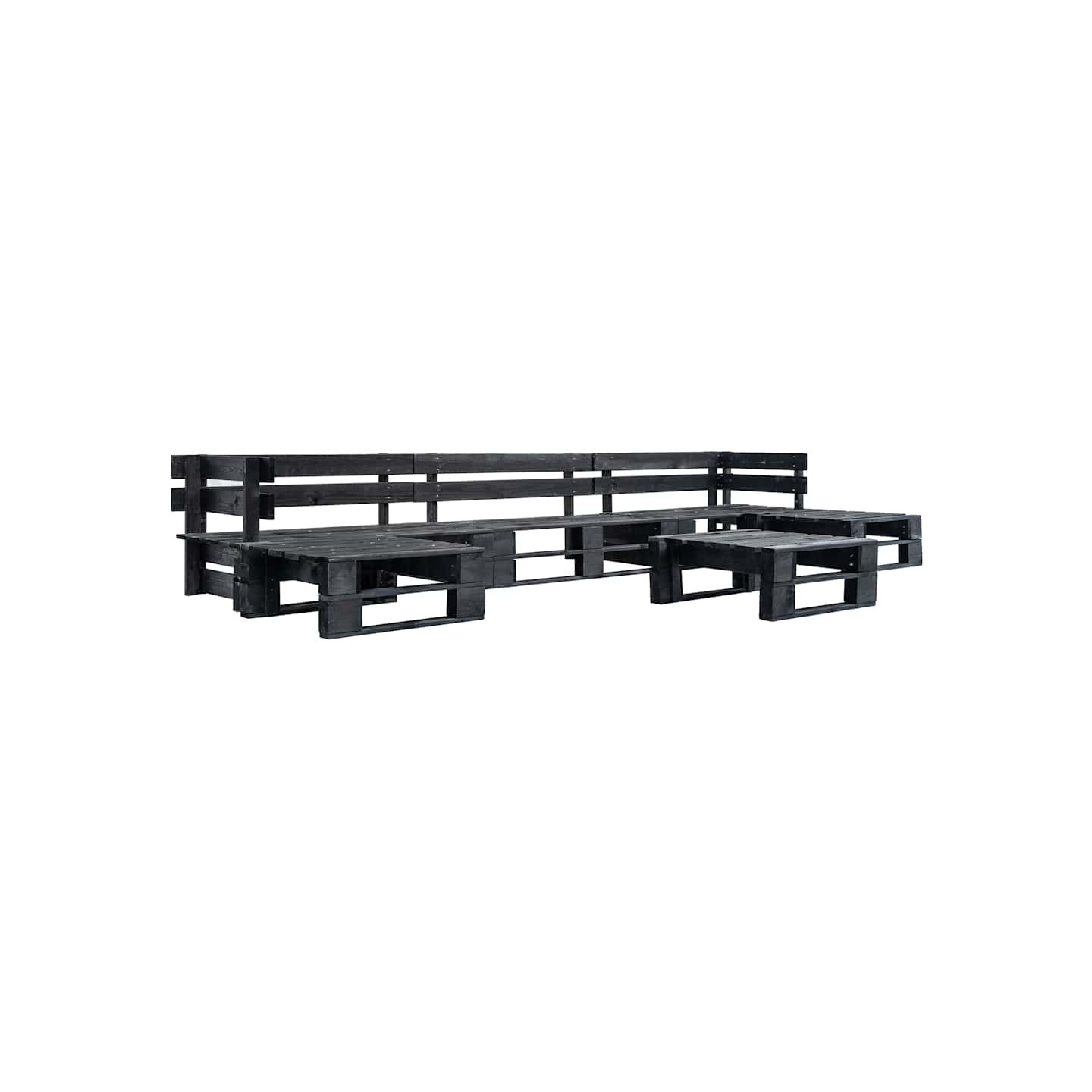 Canapés de jardin palette 6 pcs Noir Bois