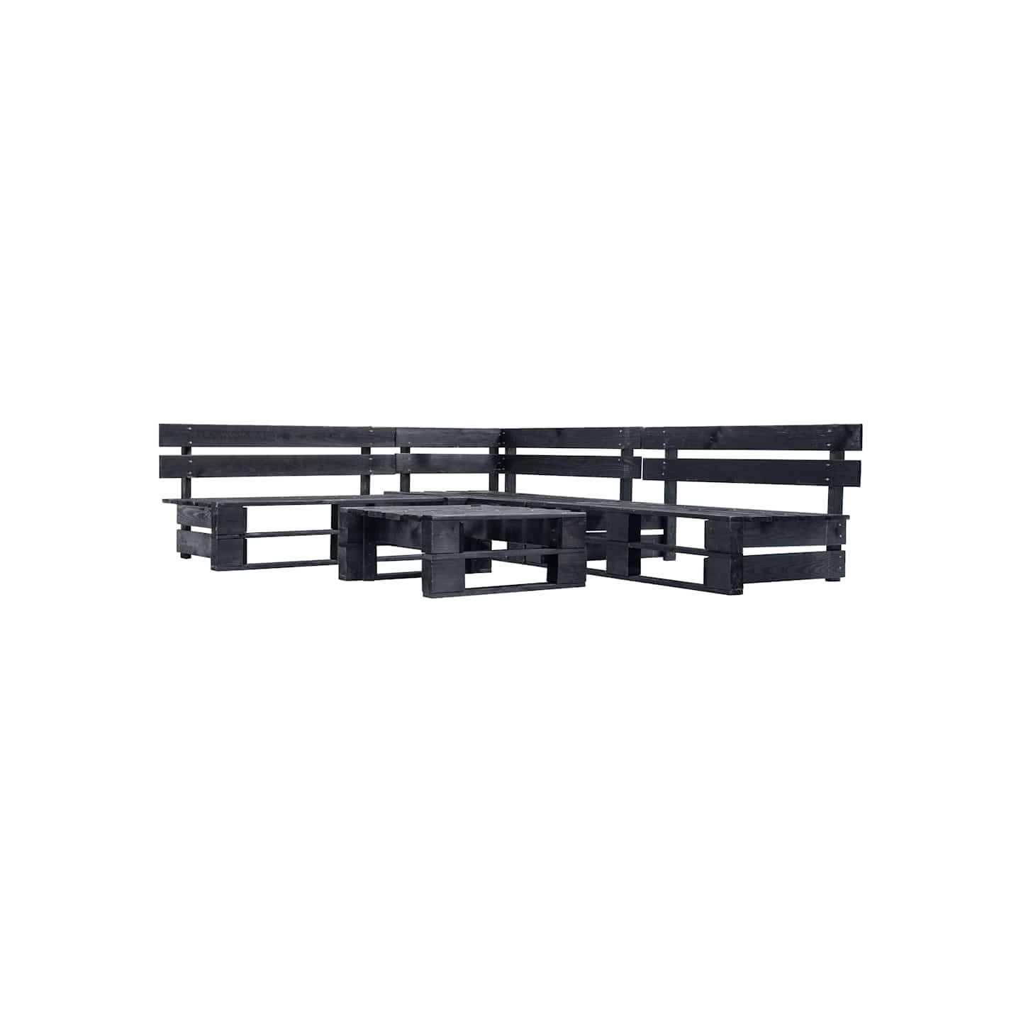 Canapés de jardin palette 4 pcs noir bois