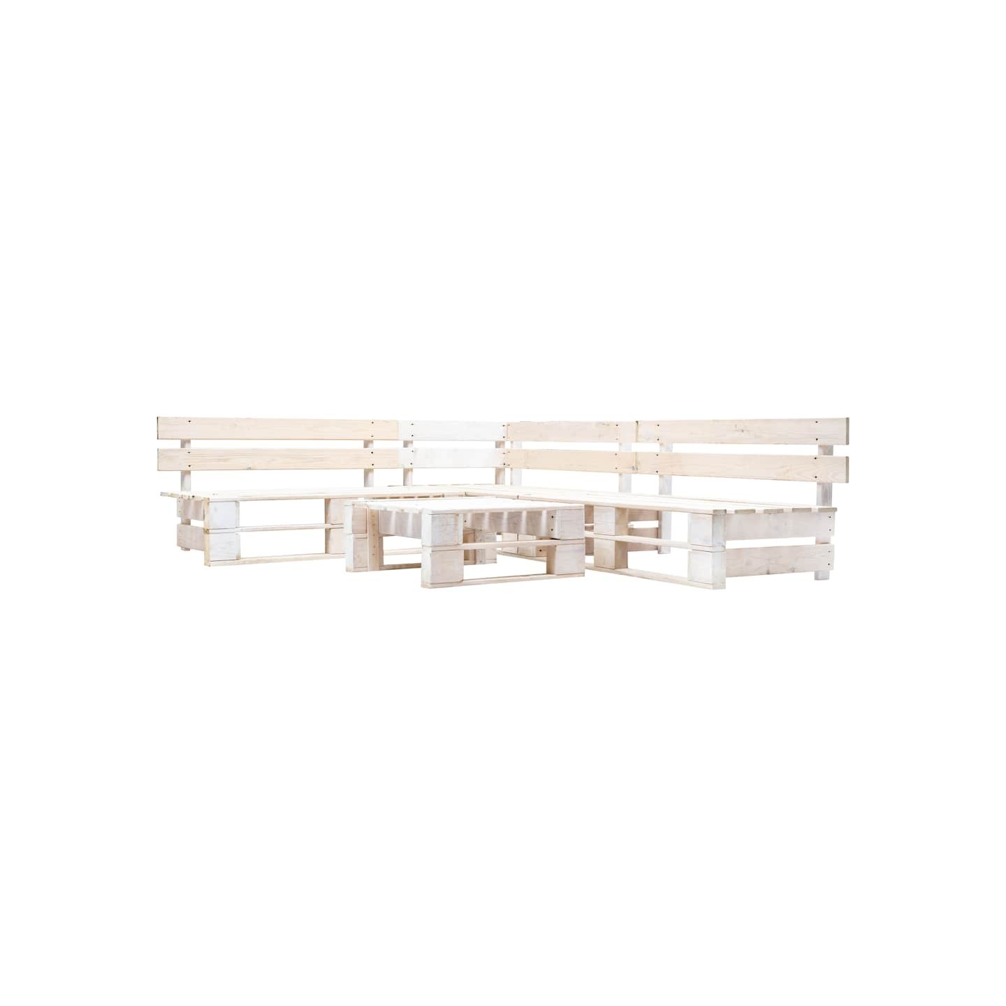 Salon de jardin palette 4 pcs Bois Blanc