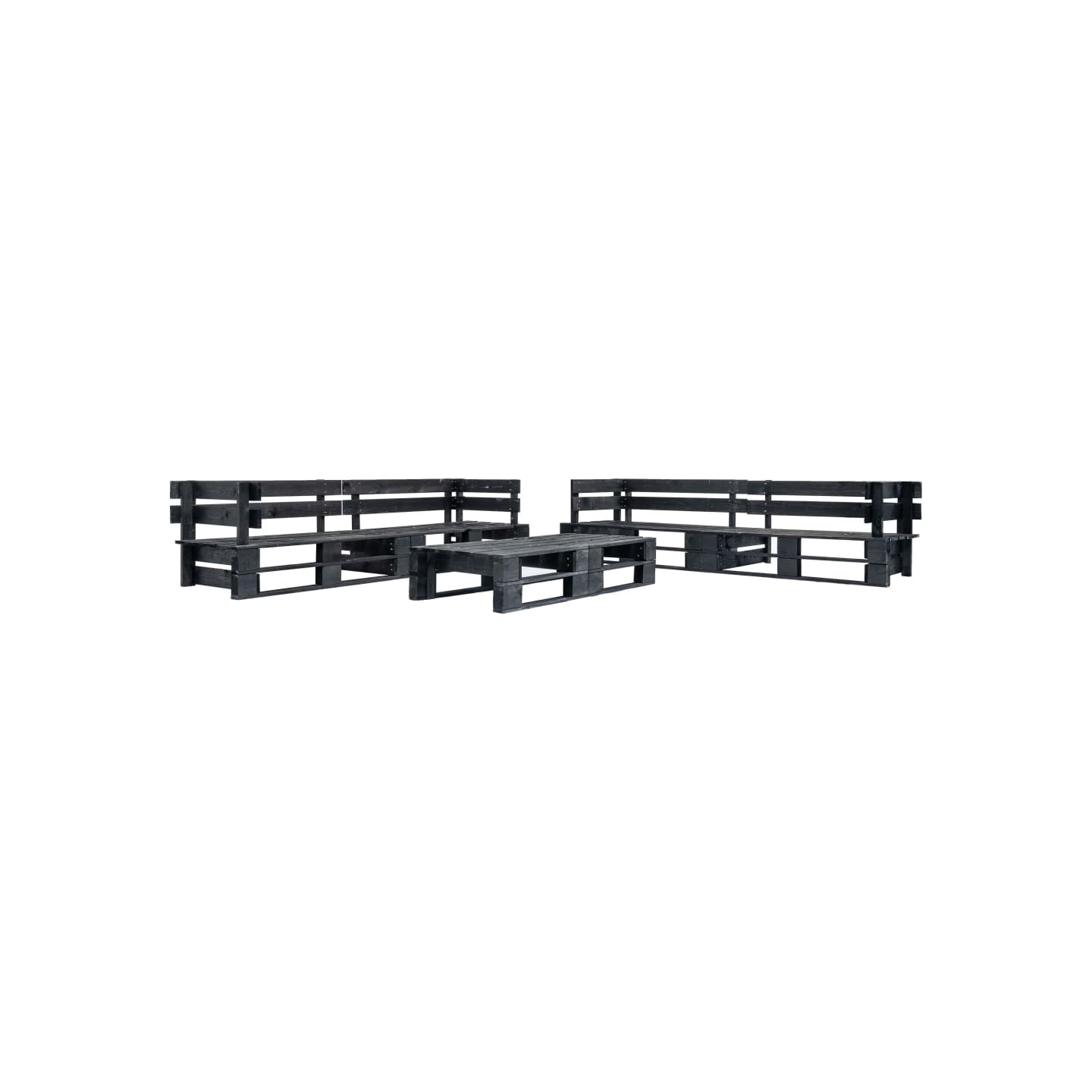 Canapés de jardin palette 6 pcs noir bois