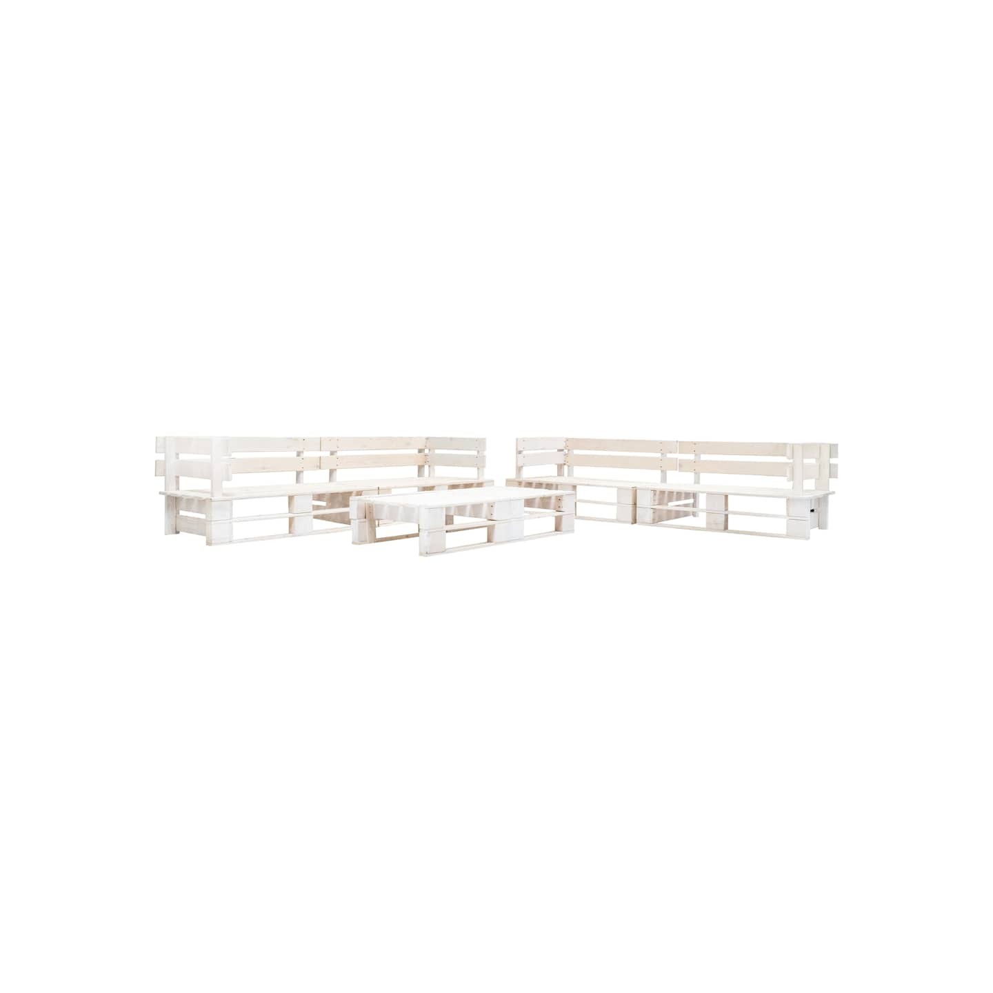 Salon de jardin palette 6 pcs Bois Blanc