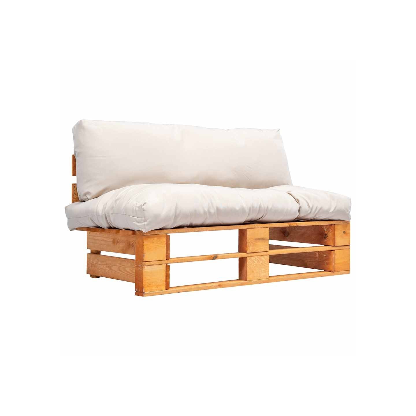 Canapé de jardin palette avec coussins sable Pinède