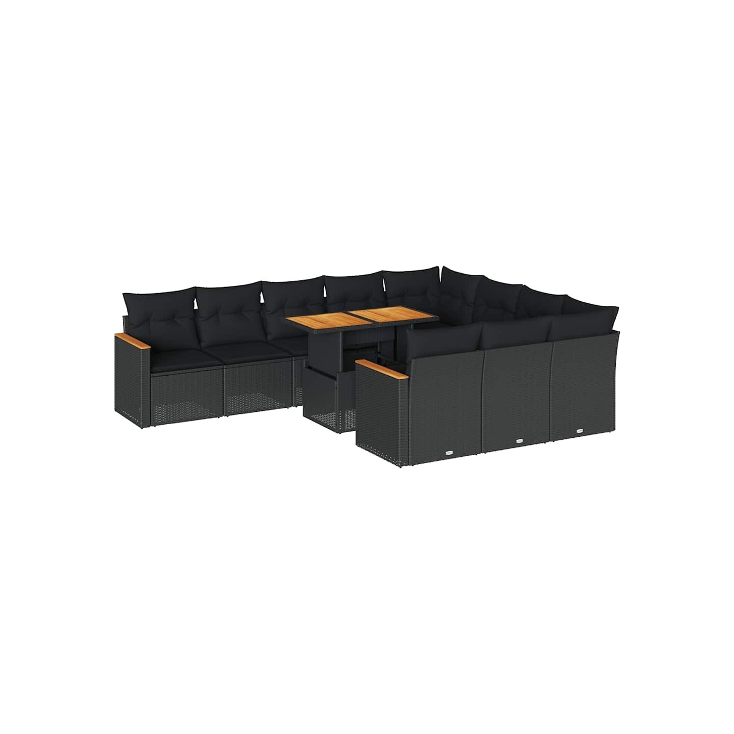 Ensemble de canapés de jardin 11 pcs et coussins rotin acacia