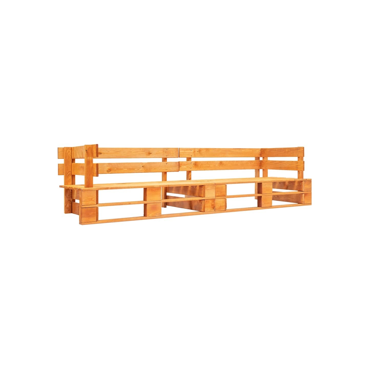 Canapé de jardin palette 2 places marron miel bois