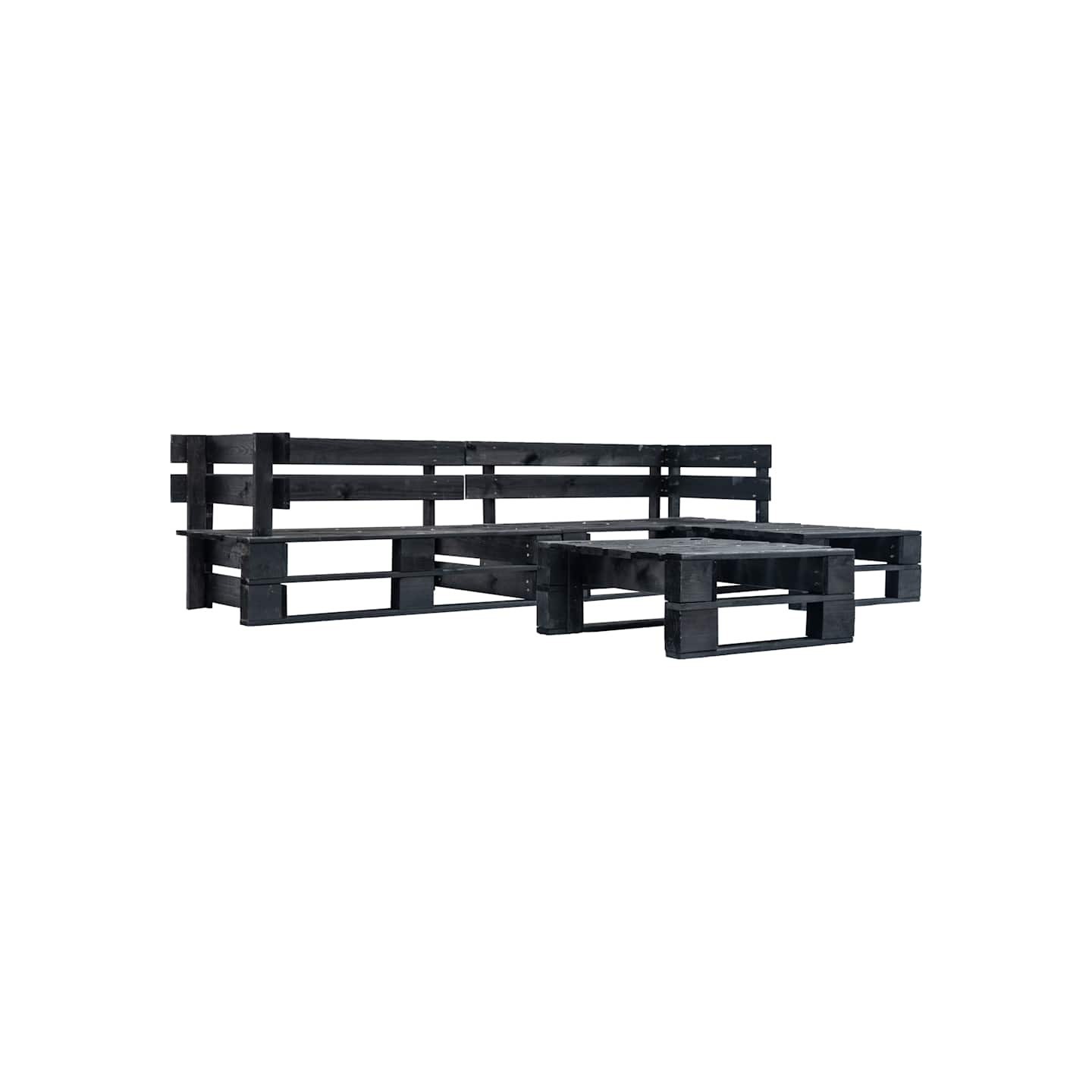 Canapés de jardin palette 4 pcs Noir Bois