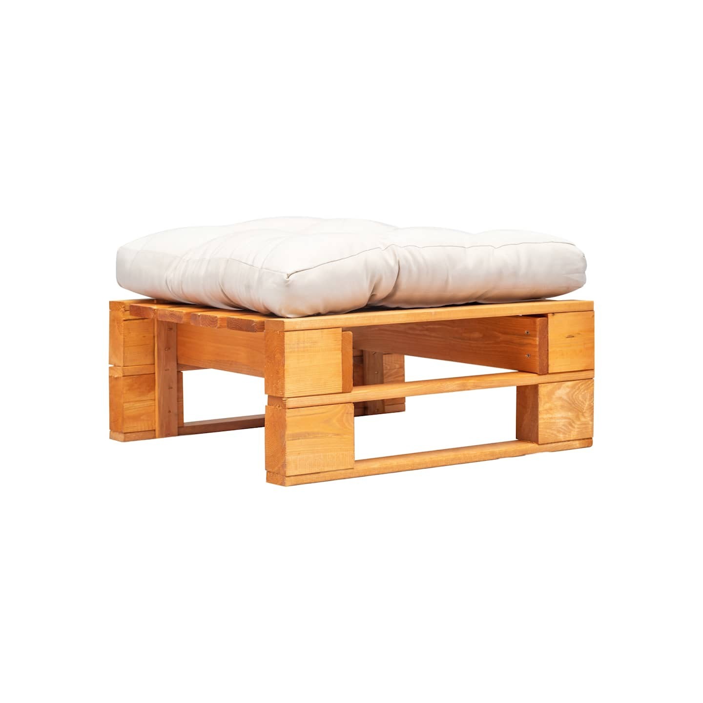 Repose-pied palette de jardin et coussin sable Marron miel Bois