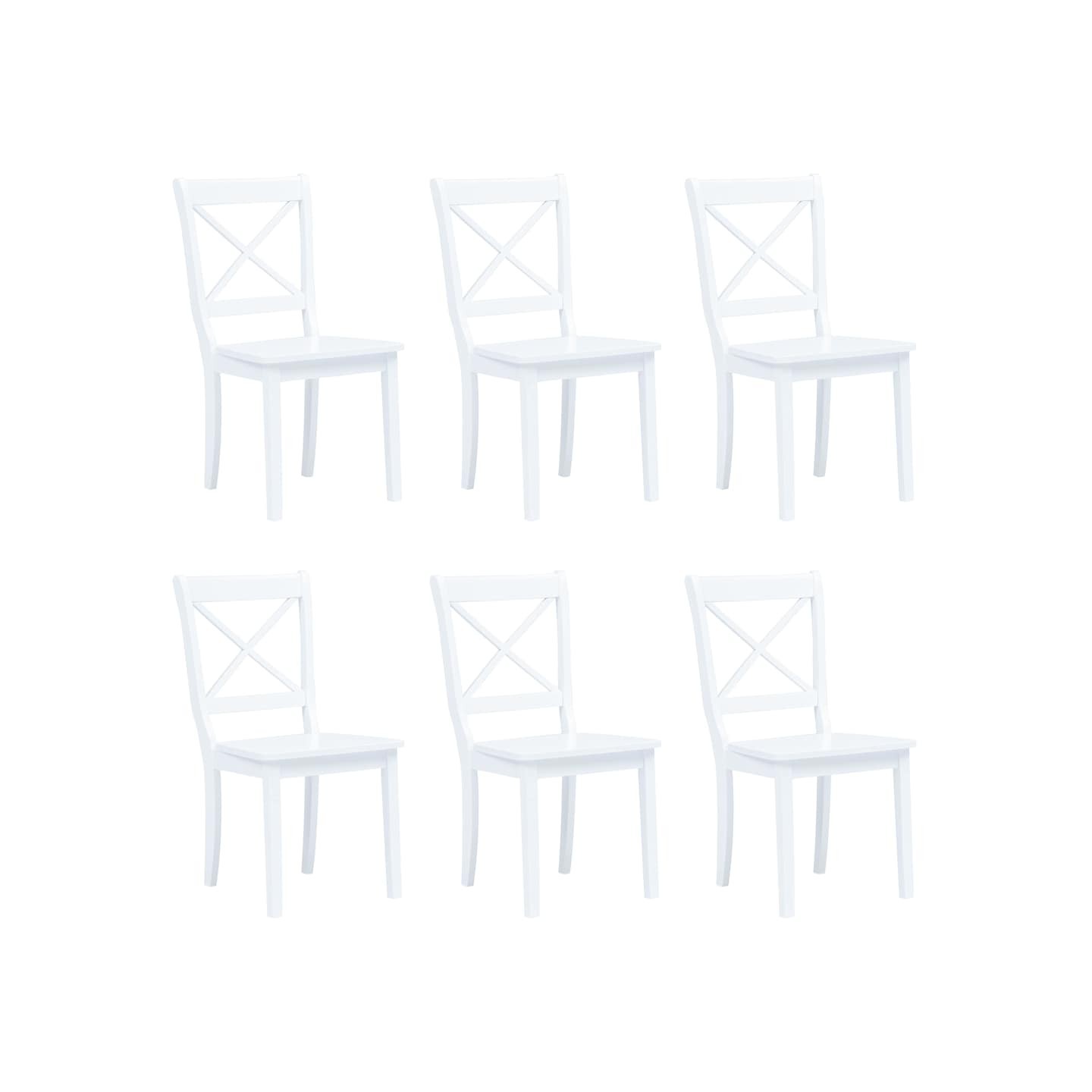 Chaises à manger lot de 6 blanc bois d'hévéa massif