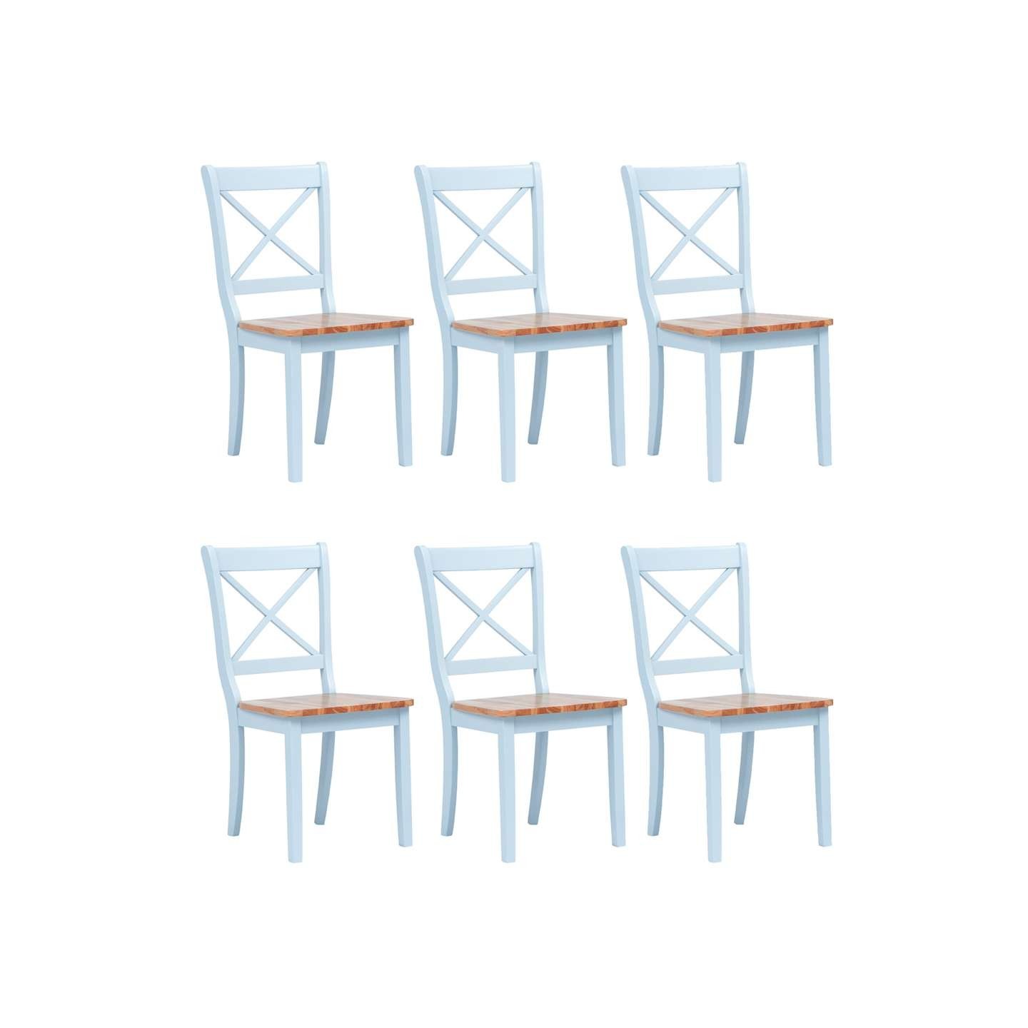 Chaises à manger lot de 6 gris et bois clair bois hévéa massif