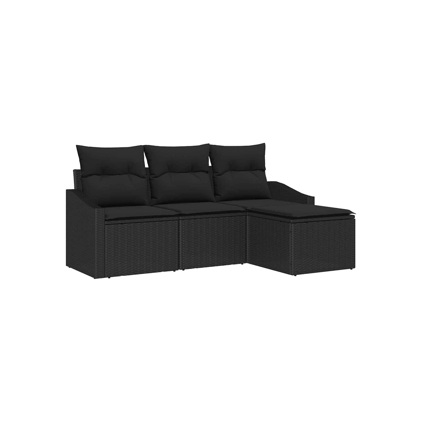 Ensemble de Canapés 4 pc Noir polyrotin