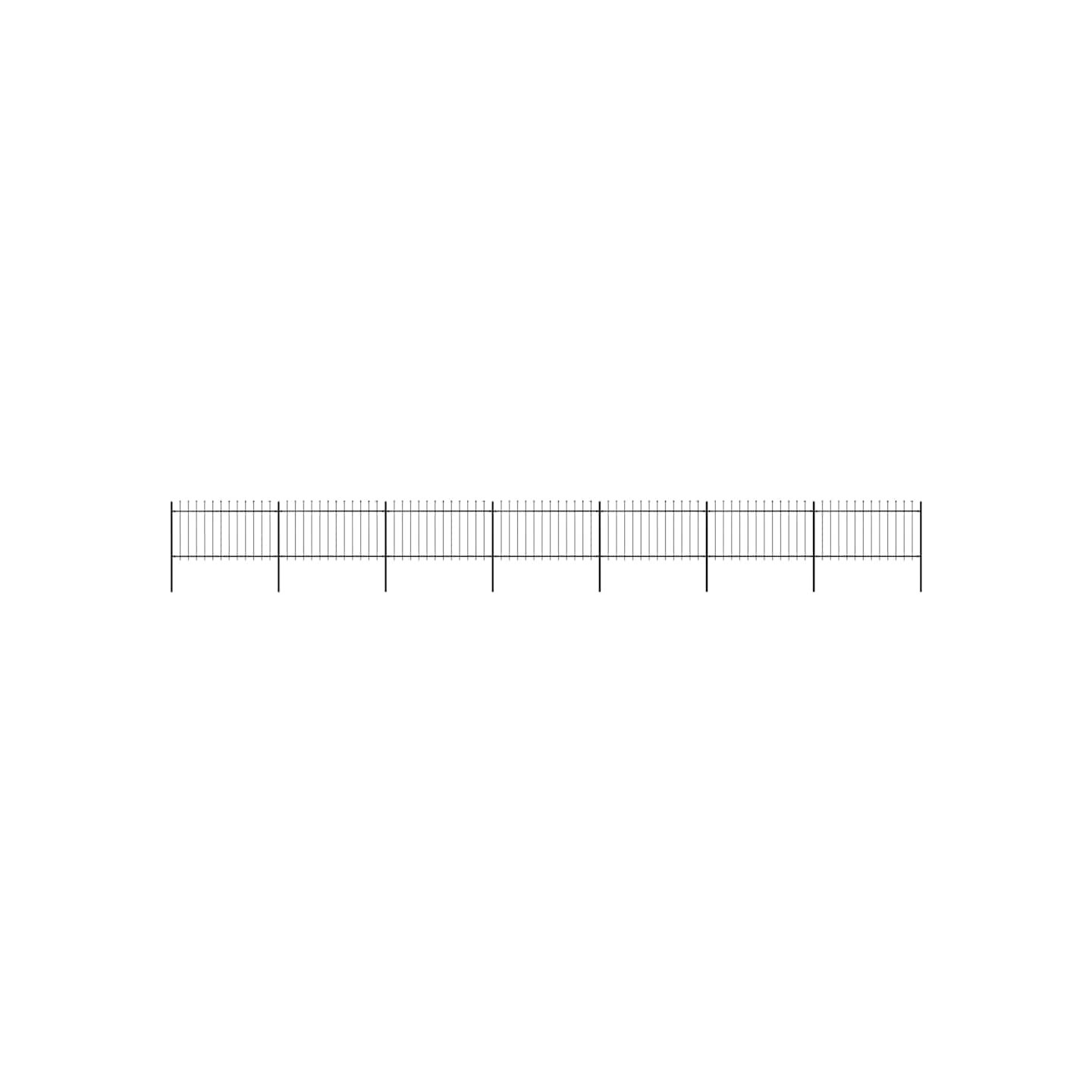 Clôture de jardin avec dessus en forme de lance 1172x100cm noir