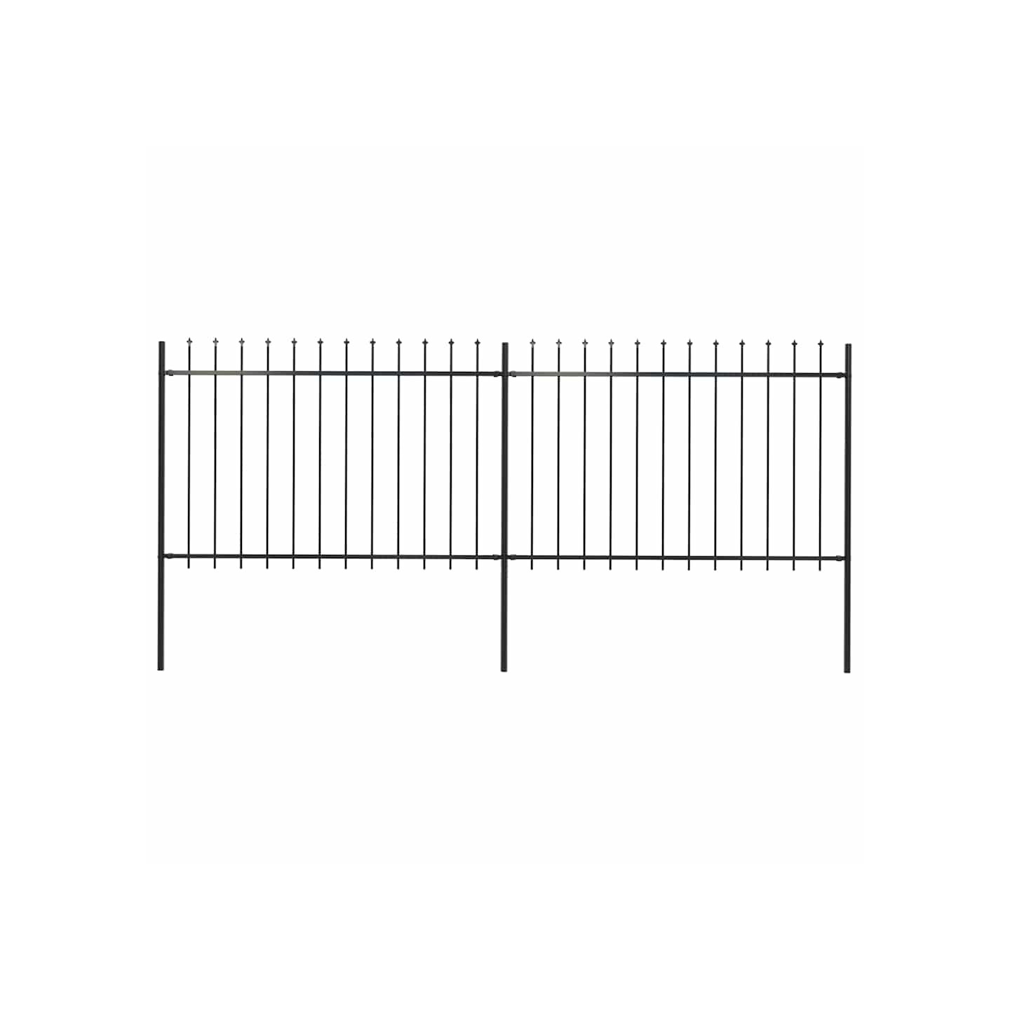 Clôture de jardin avec dessus en forme de lance 337x120 cm noir
