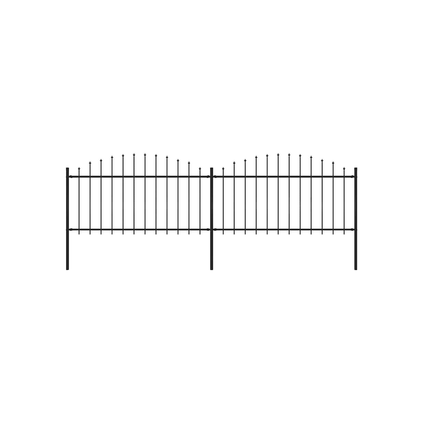 Clôture de jardin avec dessus en forme de lance 337x150 cm noir