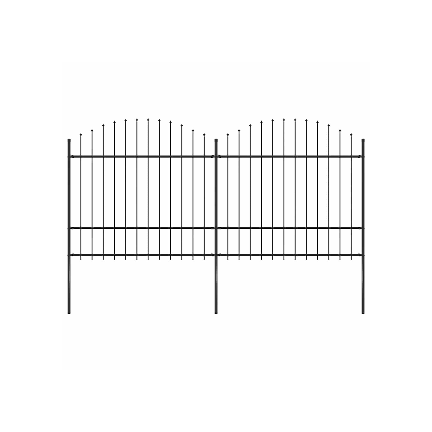 Clôture de jardin avec dessus en forme de lance 337x175 cm noir