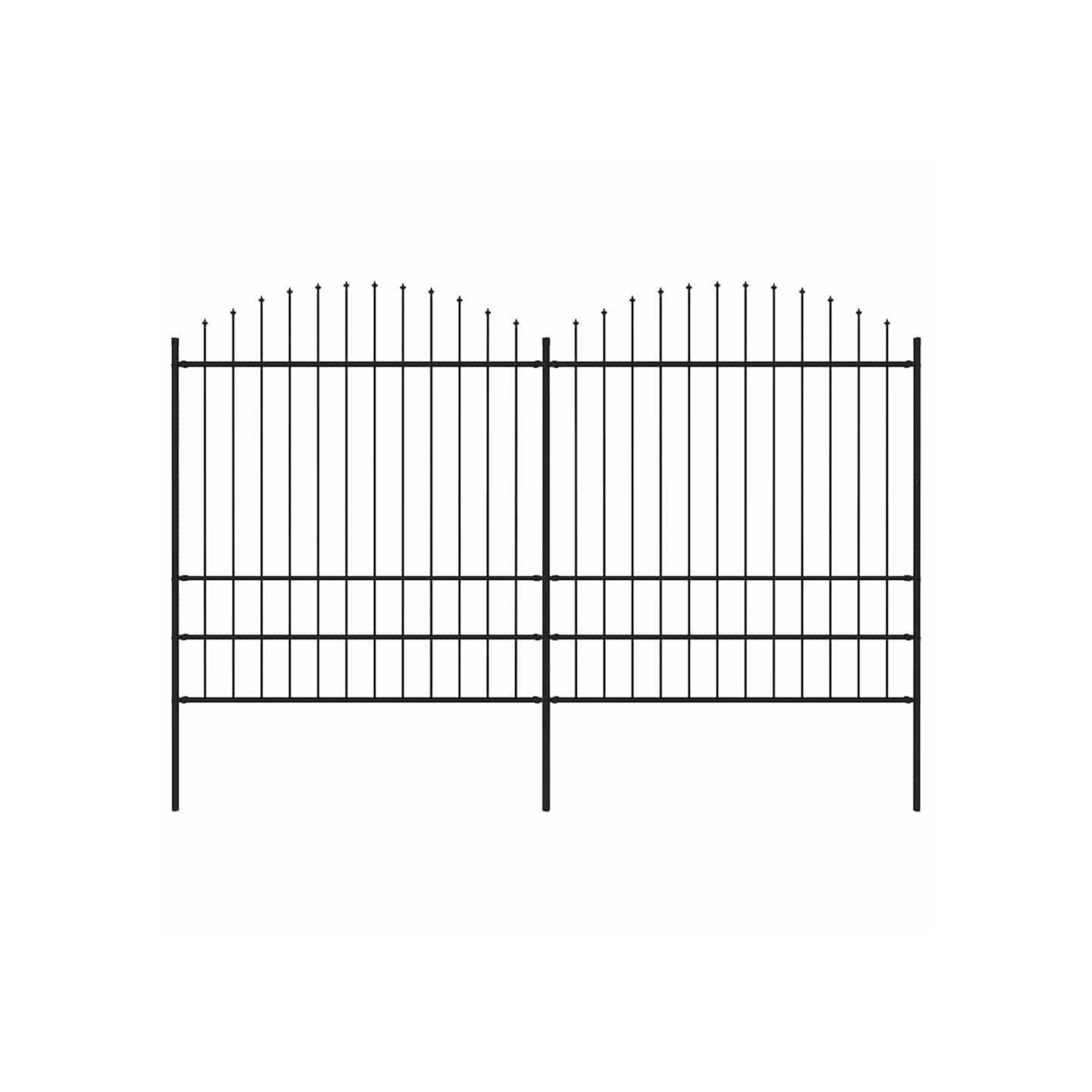 Clôture de jardin avec dessus en forme de lance 337x200 cm noir