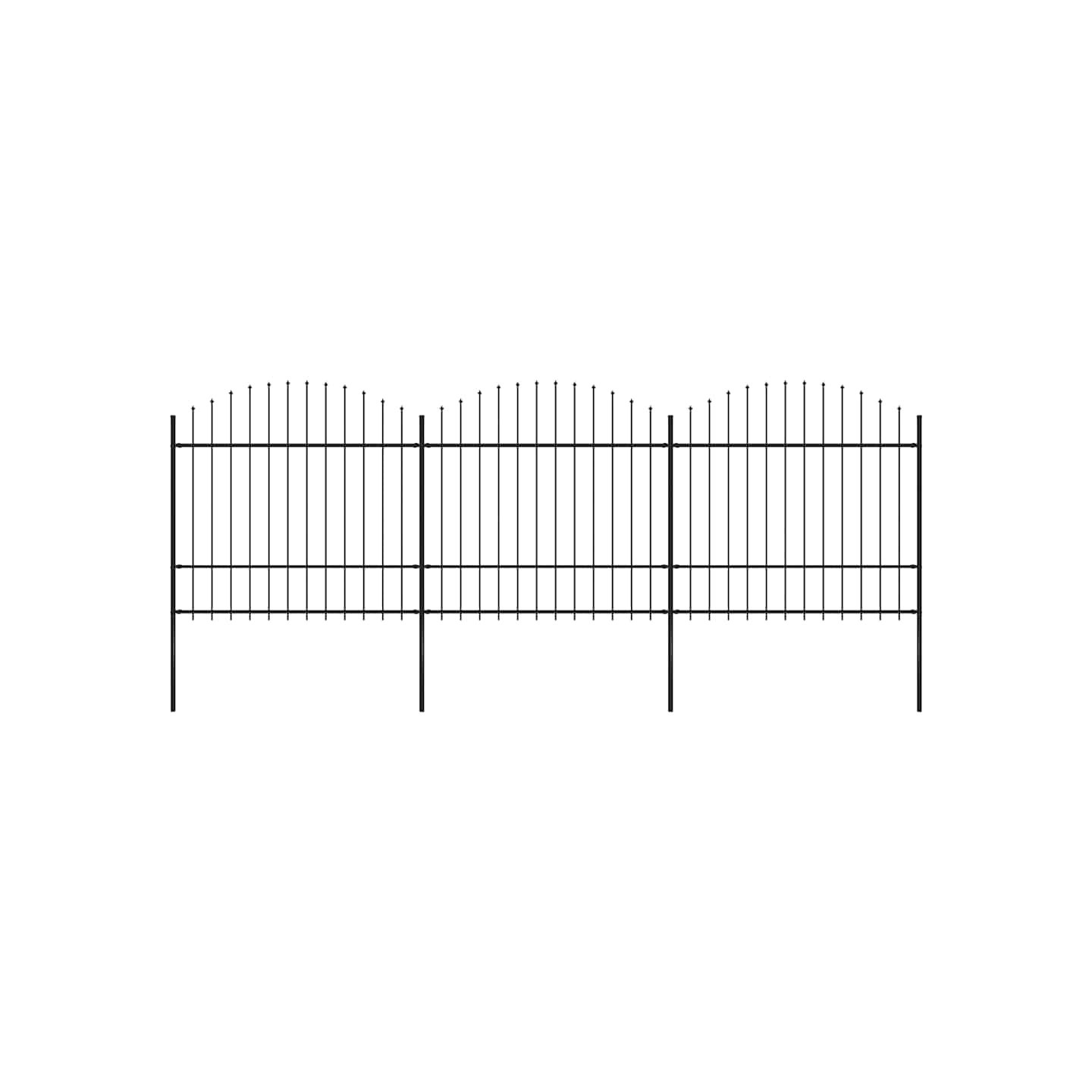 Clôture de jardin avec dessus en forme de lance 504x175 cm noir