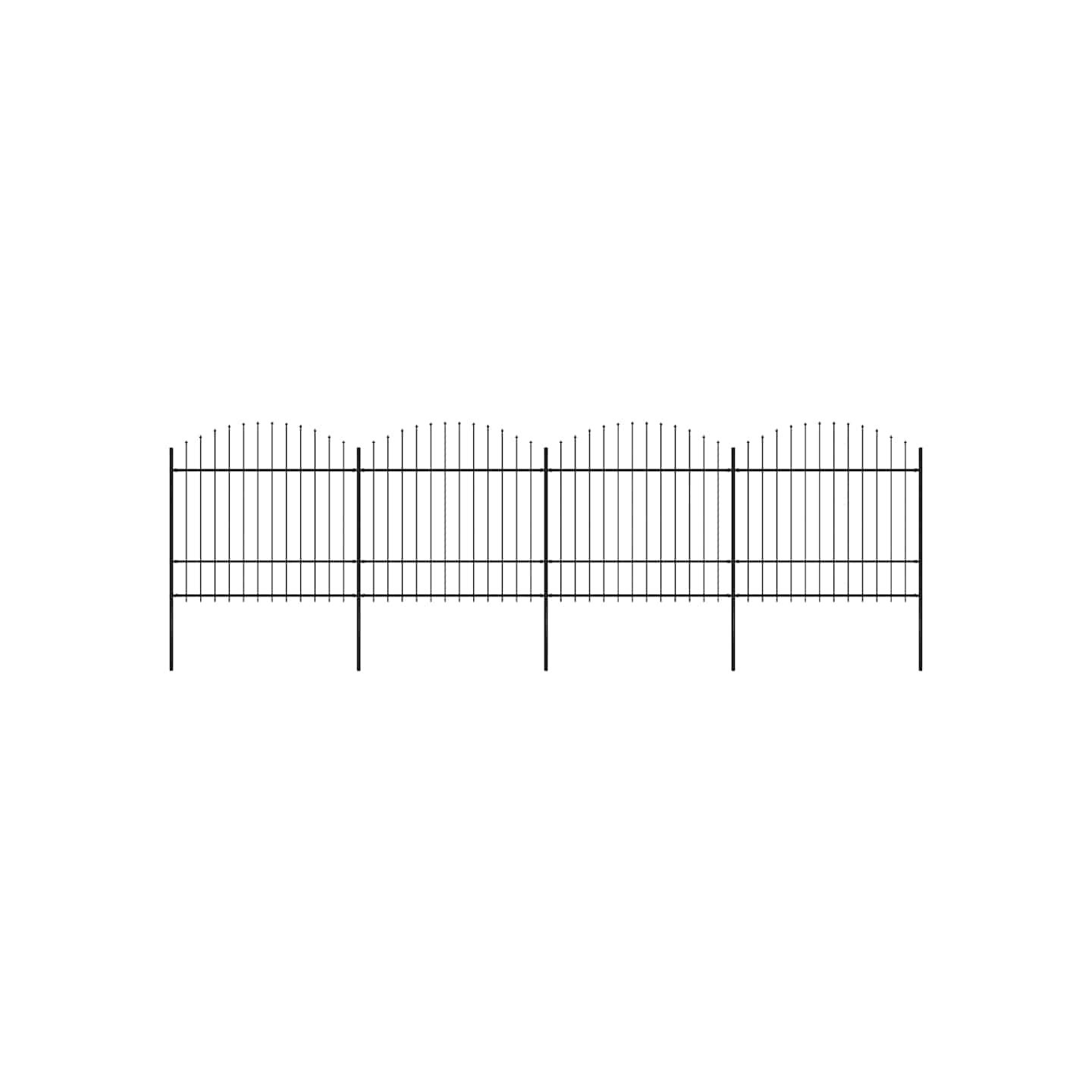 Clôture de jardin avec dessus en forme de lance 671x175 cm noir