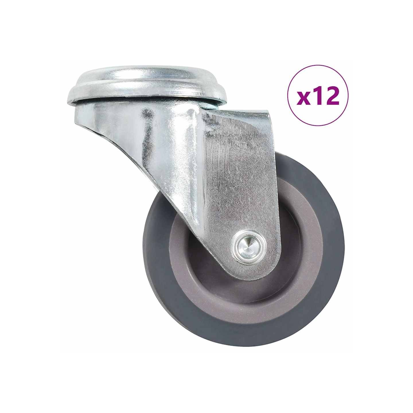12 pcs Roulettes pivotantes à trou de boulon 50 mm