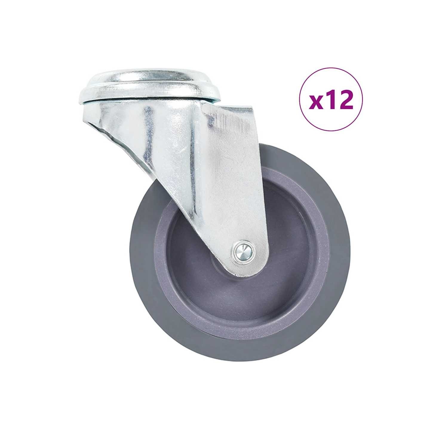 12 pcs Roulettes pivotantes à trou de boulon 75 mm