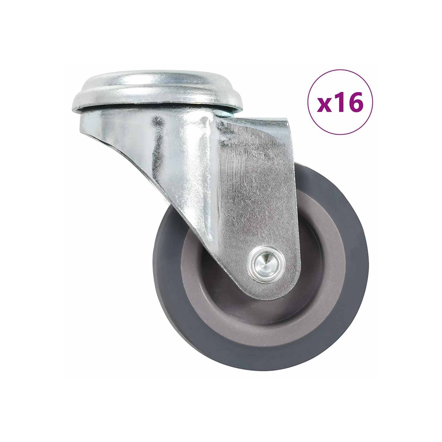 16 pcs Roulettes pivotantes à trou de boulon 50 mm